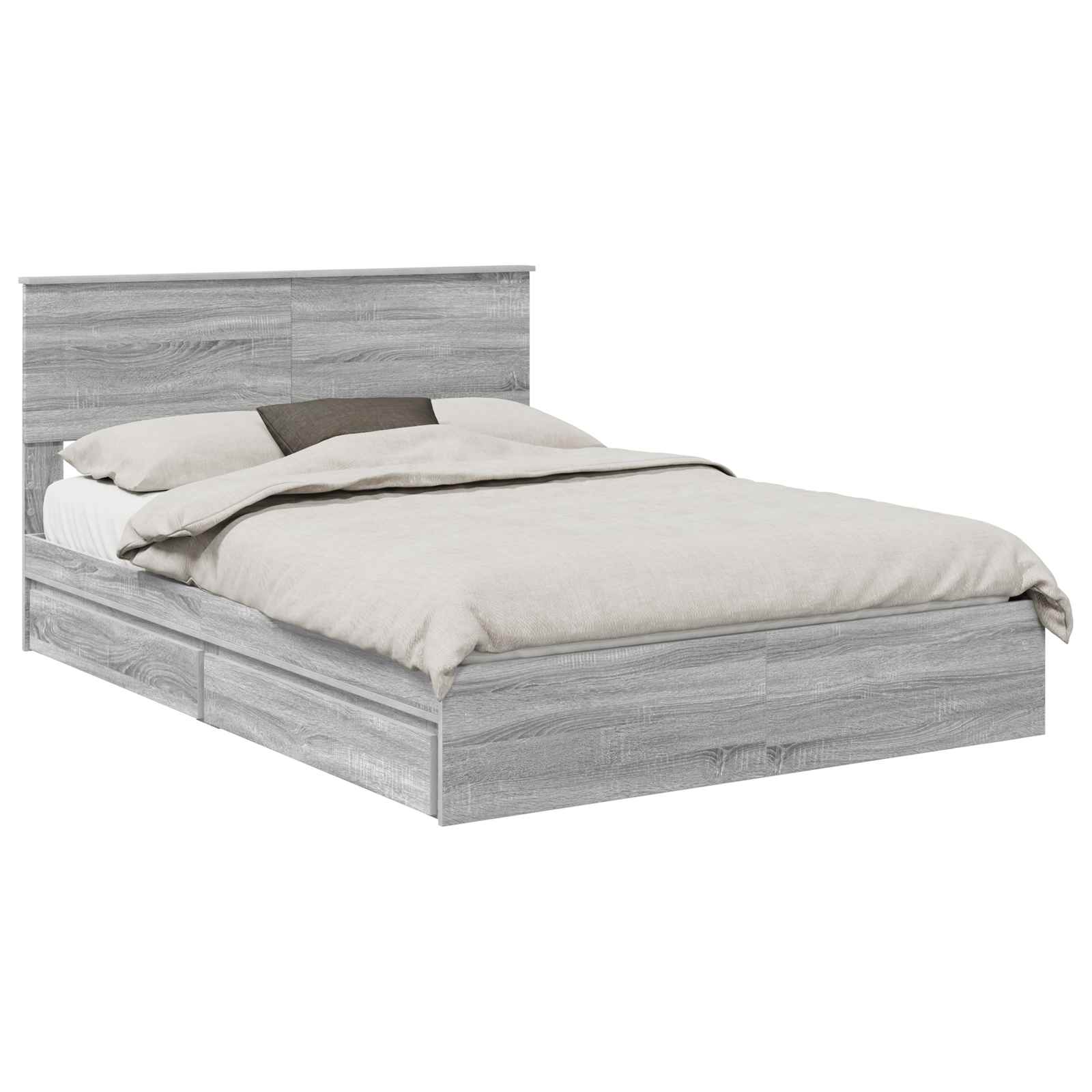 Krevet s od storage Siva Sonoma 140 x 200 cm Konstruirano drvo