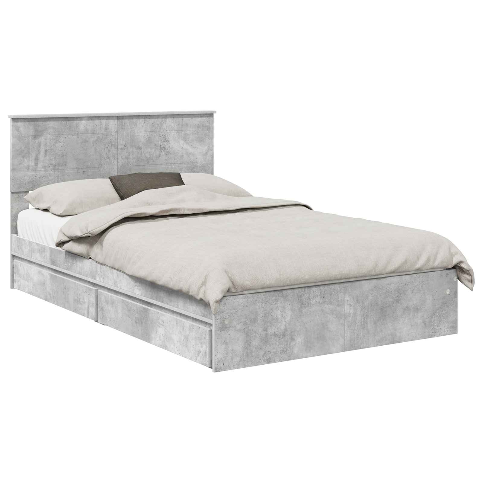 Krevet s od storage s uzglavljem Betonski sivi 135 x 190 cm