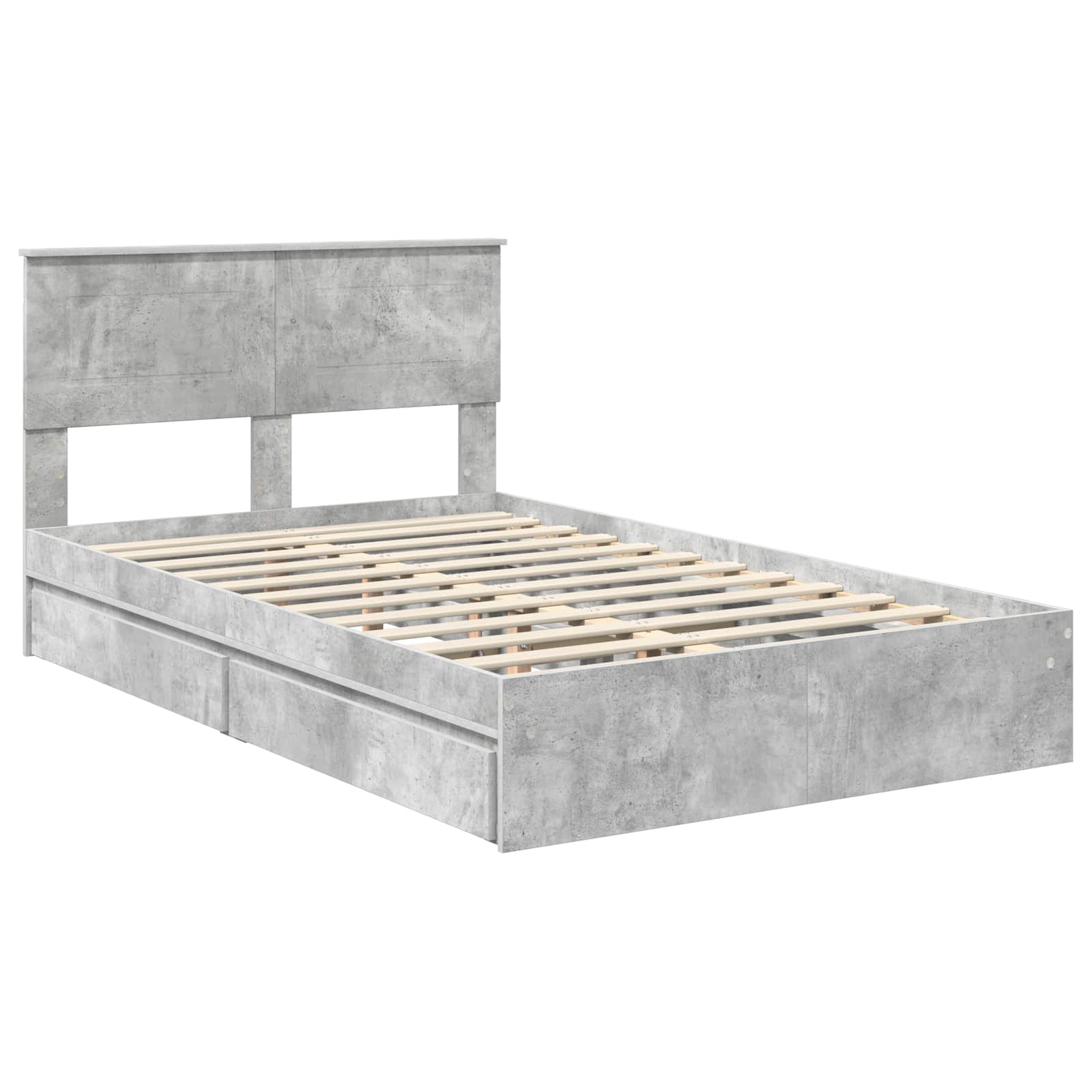 Krevet s od storage s uzglavljem Betonski sivi 135 x 190 cm