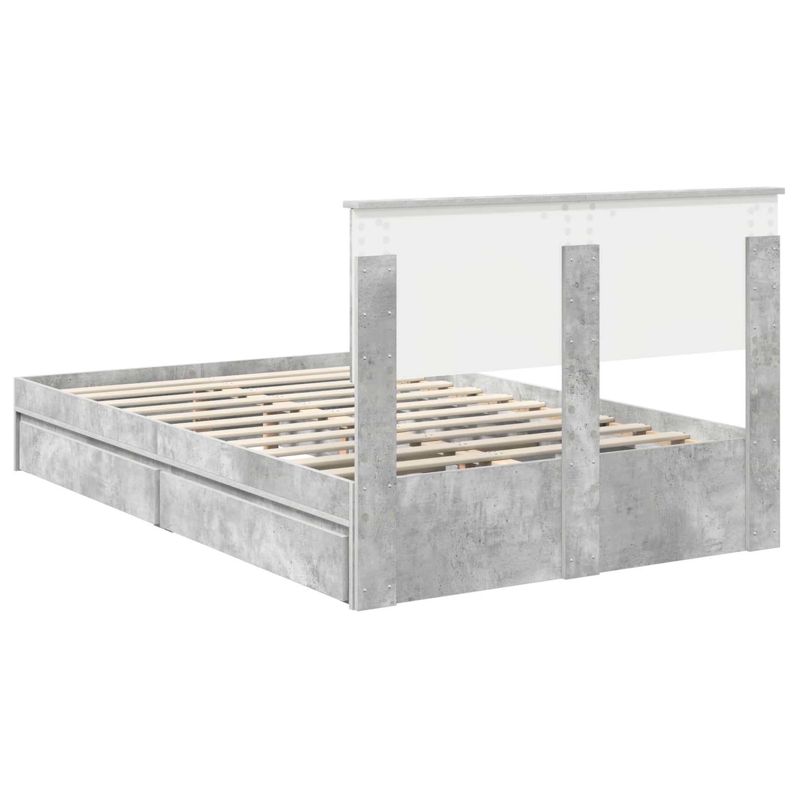 Krevet s od storage s uzglavljem Betonski sivi 135 x 190 cm