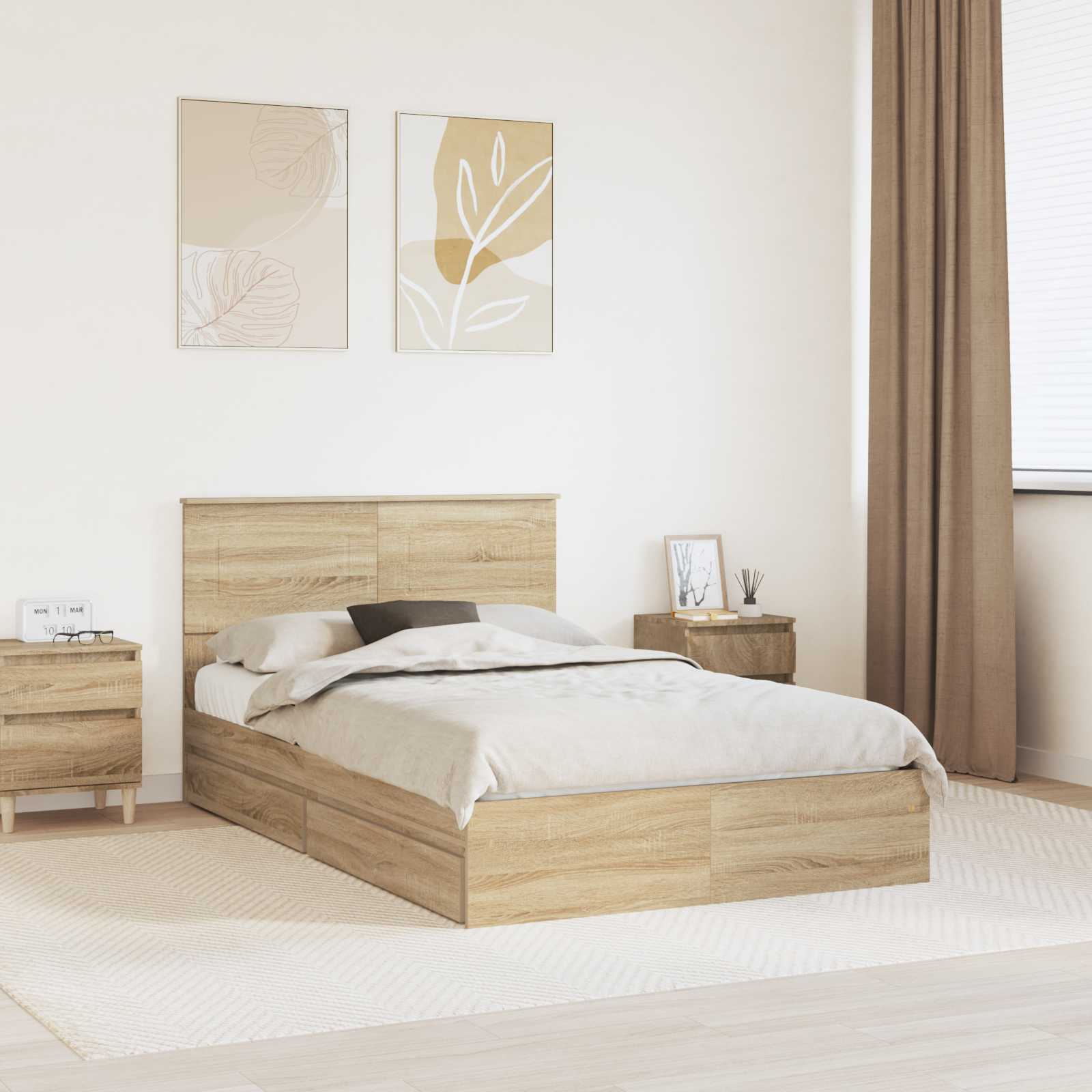 Krevet s od storage Sonoma hrast 120 x 200 cm Konstruirano drvo