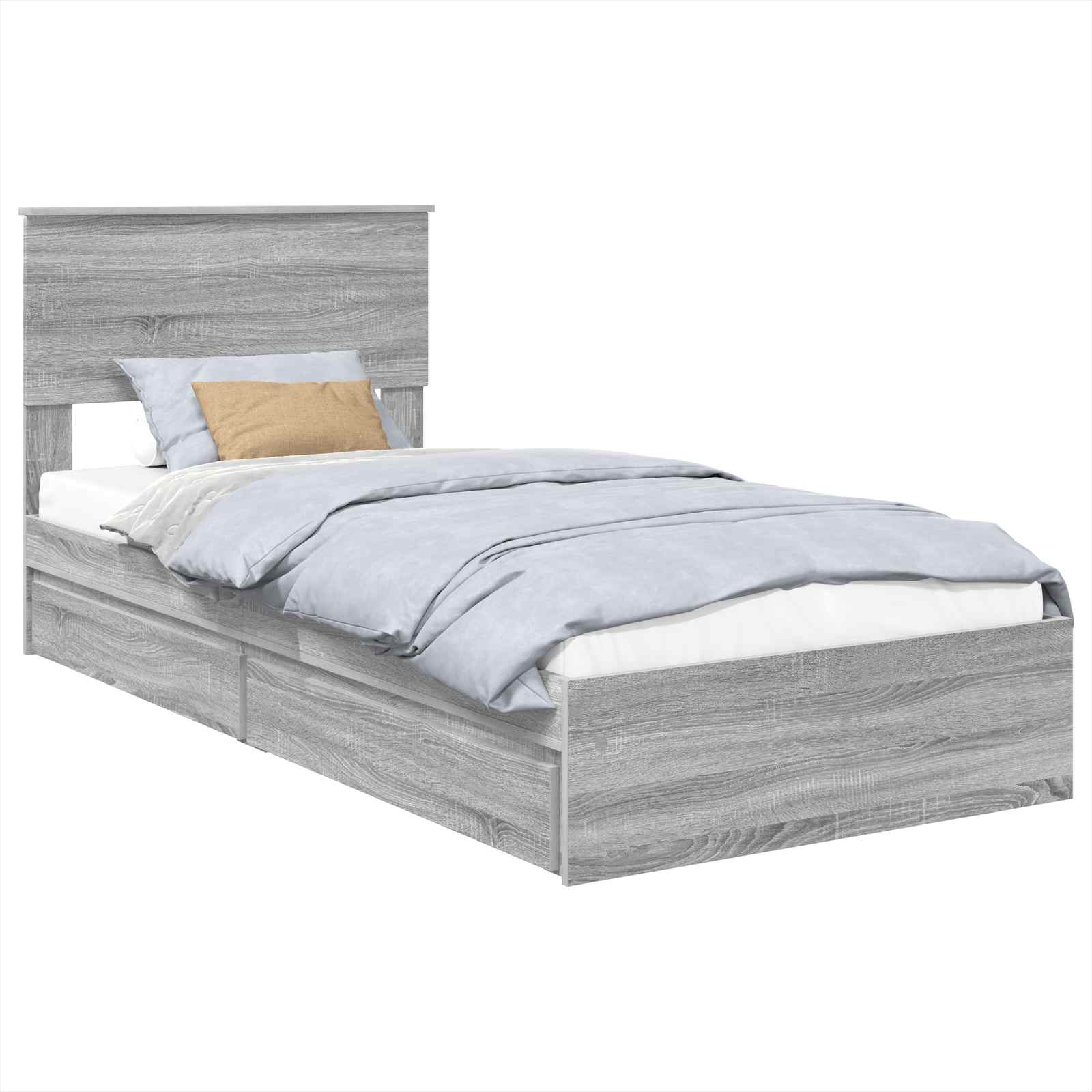 Krevet s od storage Siva Sonoma 100 x 200 cm Konstruirano drvo