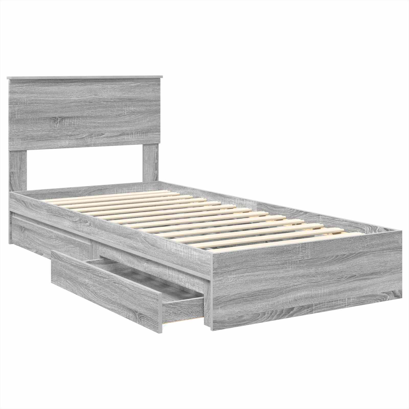 Krevet s od storage Siva Sonoma 100 x 200 cm Konstruirano drvo