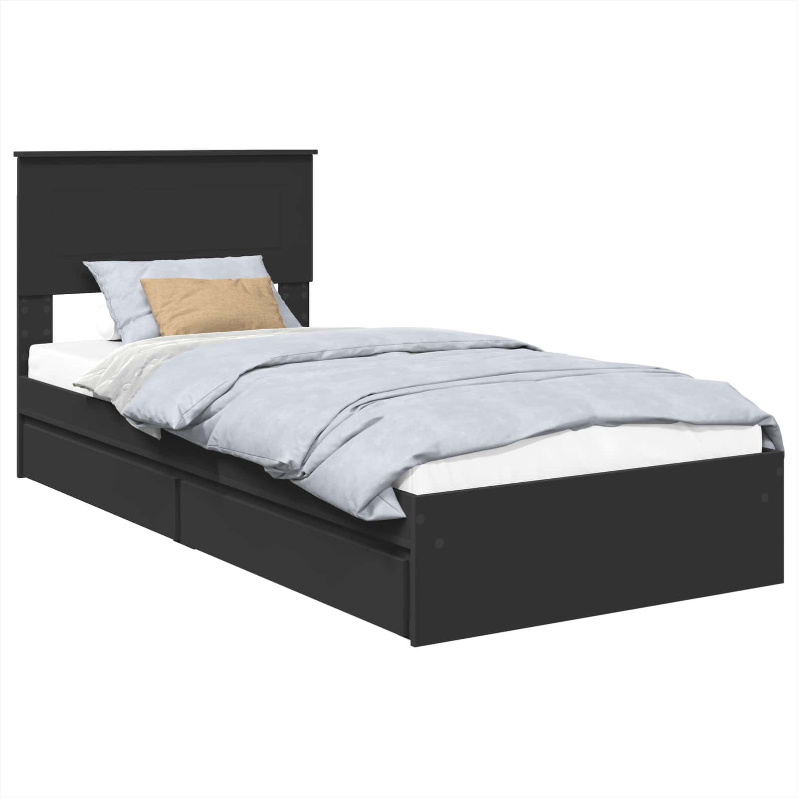 Krevet s od storage Crna 90 x 190 cm Konstruirano drvo