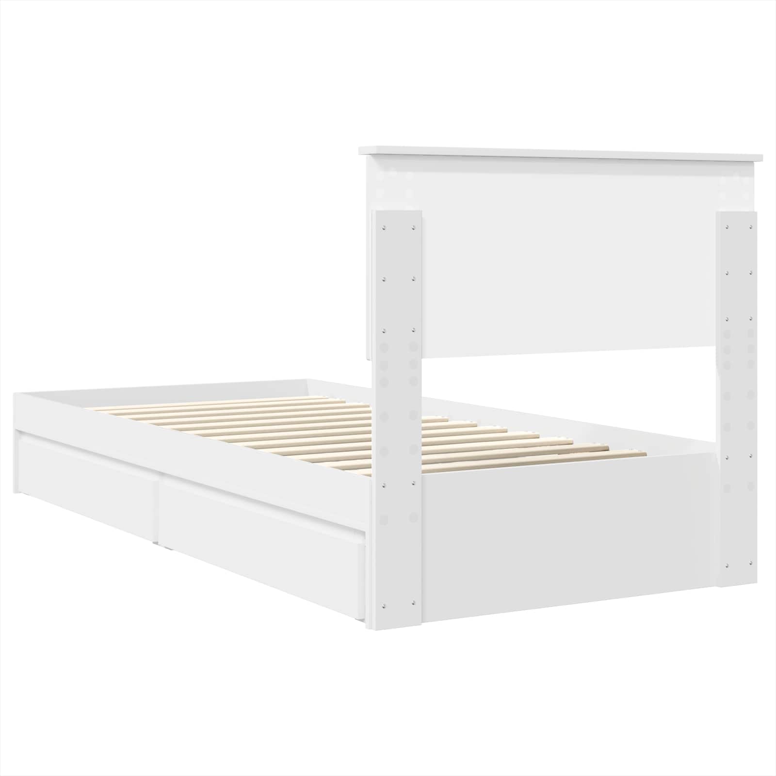 Krevet s od storage Bijelo 75 x 190 cm Konstruirano drvo