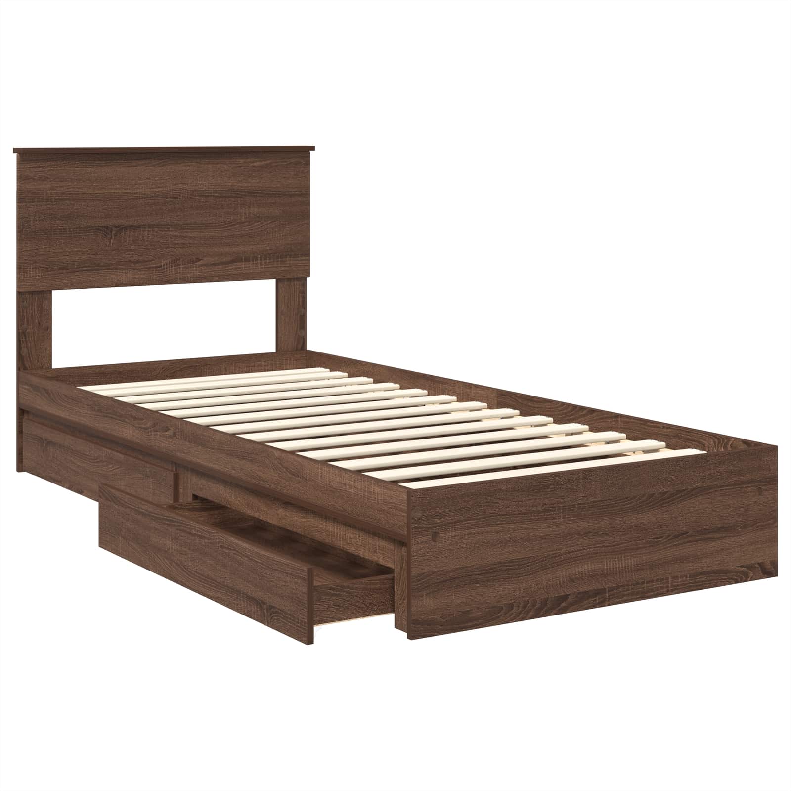 Krevet s od storage Smeđi hrast 75 x 190 cm Konstruirano drvo