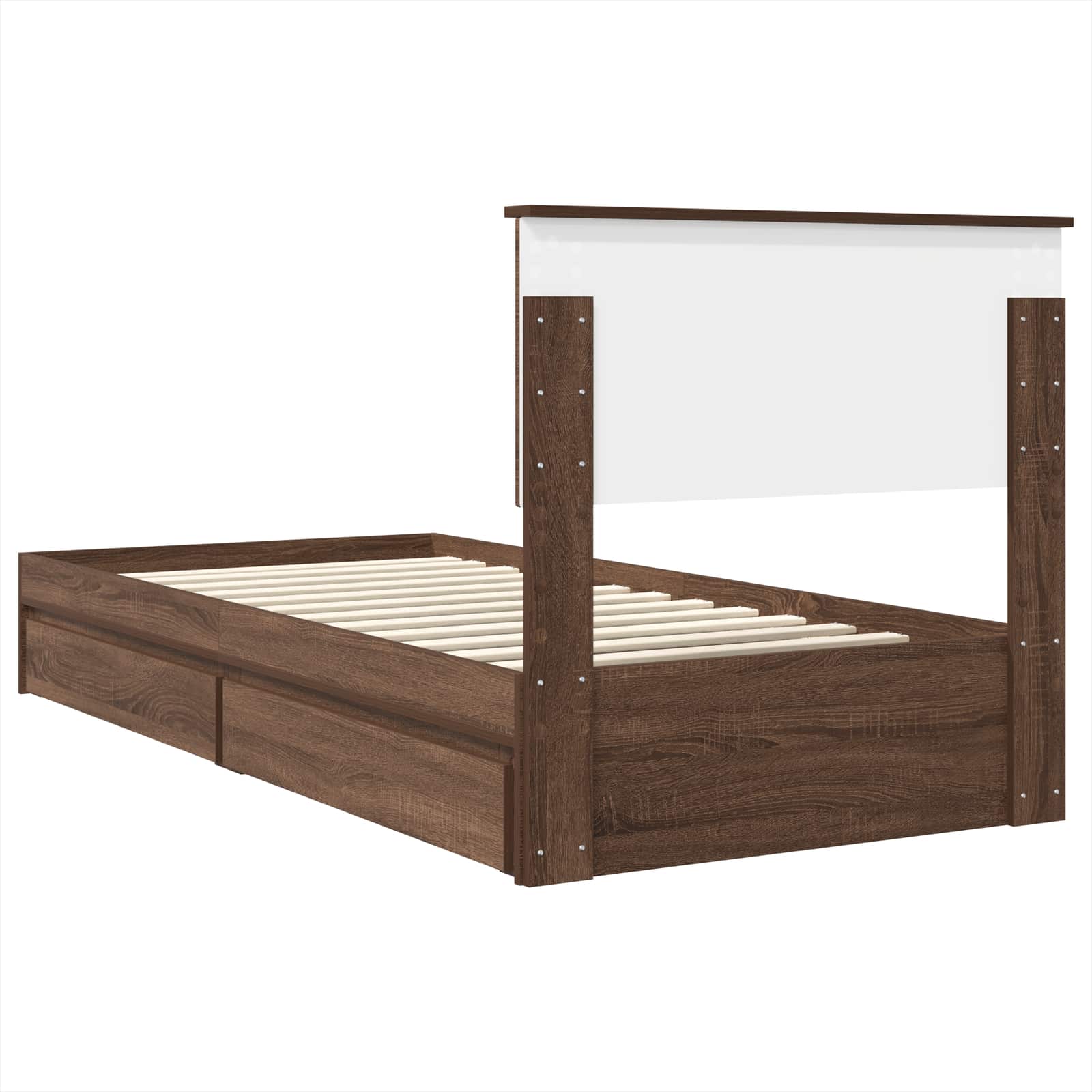 Krevet s od storage Smeđi hrast 75 x 190 cm Konstruirano drvo
