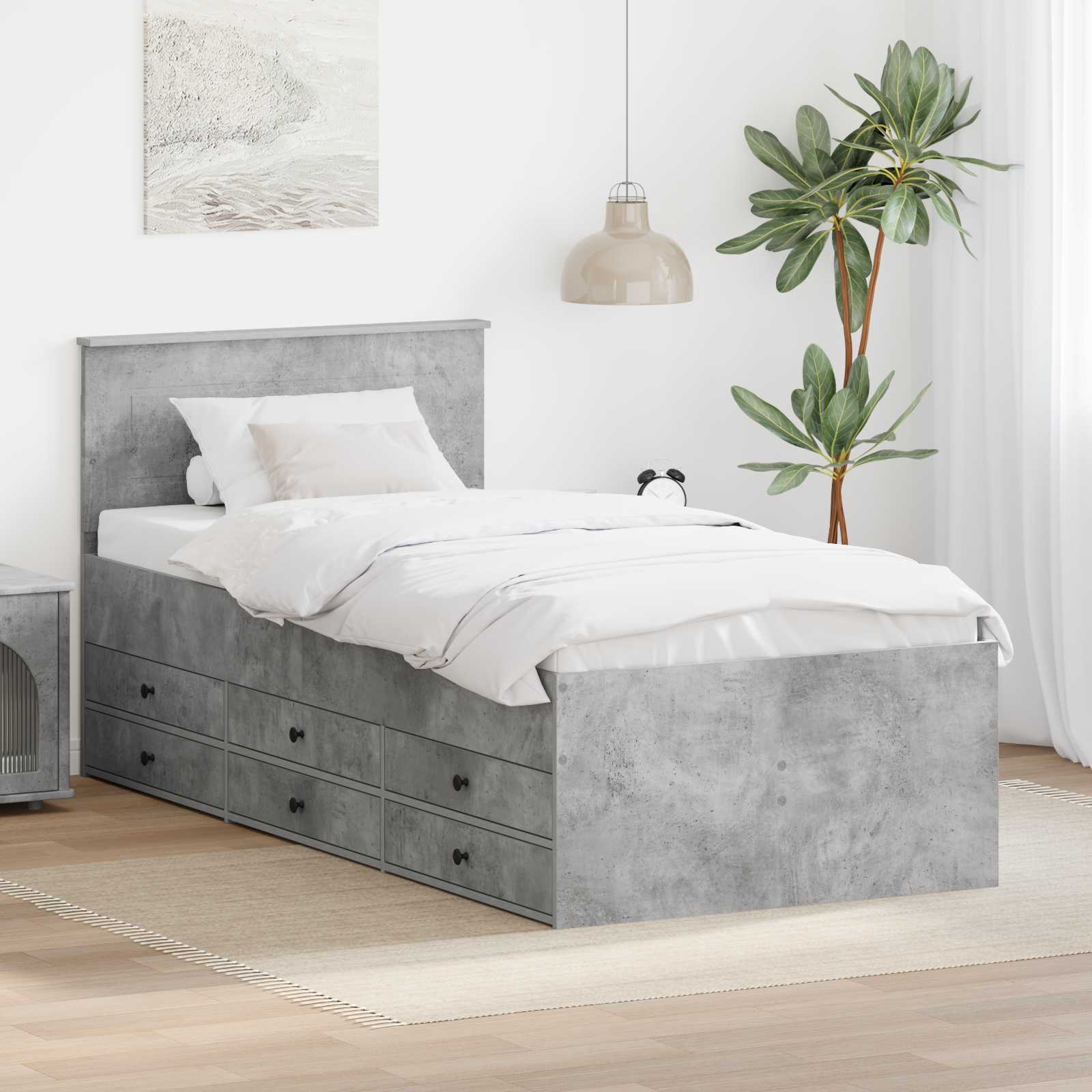 Krevet na dan Beton siva i crna 100 x 200 cm Konstruirano drvo
