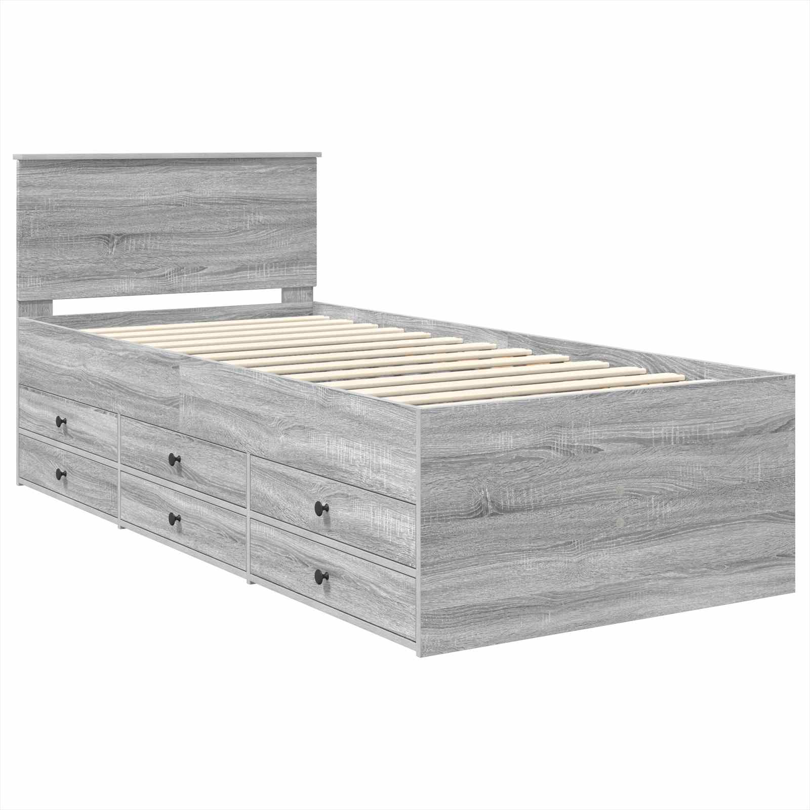 Krevet na dan Siva Sonoma i crna 100 x 200 cm Konstruirano drvo