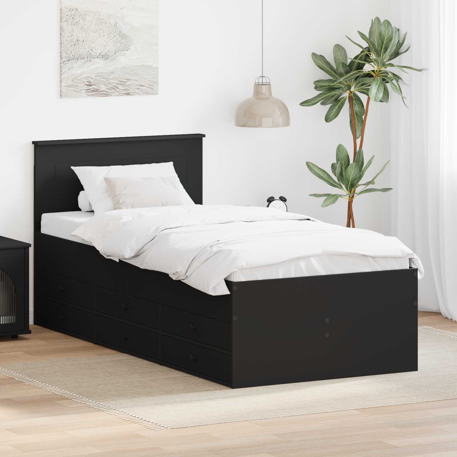 Krevet na dan s ladicama Crna 90 x 190 cm Konstruirano drvo