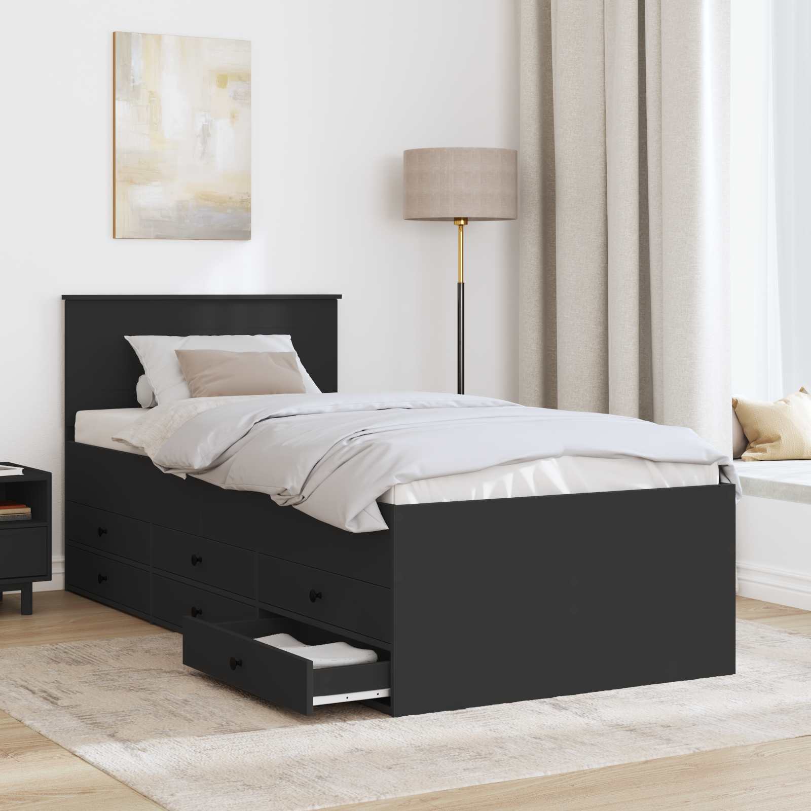 Krevet na dan s ladicama Crna 90 x 190 cm Konstruirano drvo