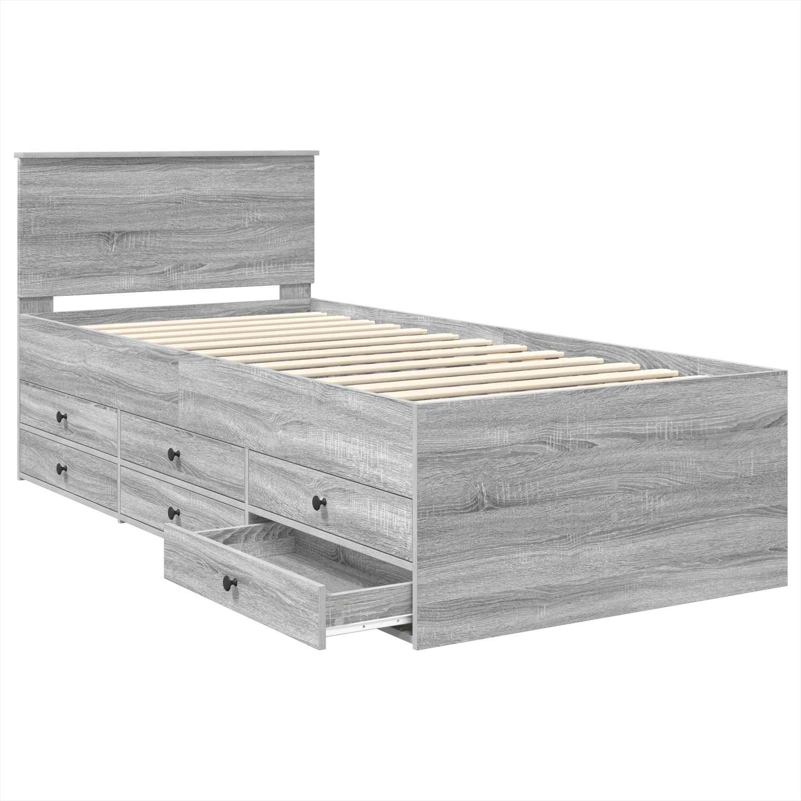Krevet na dan Siva Sonoma i crna 75 x 190 cm Konstruirano drvo