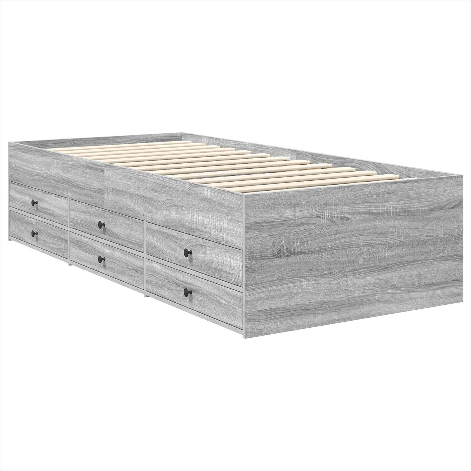 Krevet na dan Siva Sonoma i crna 75 x 190 cm Konstruirano drvo
