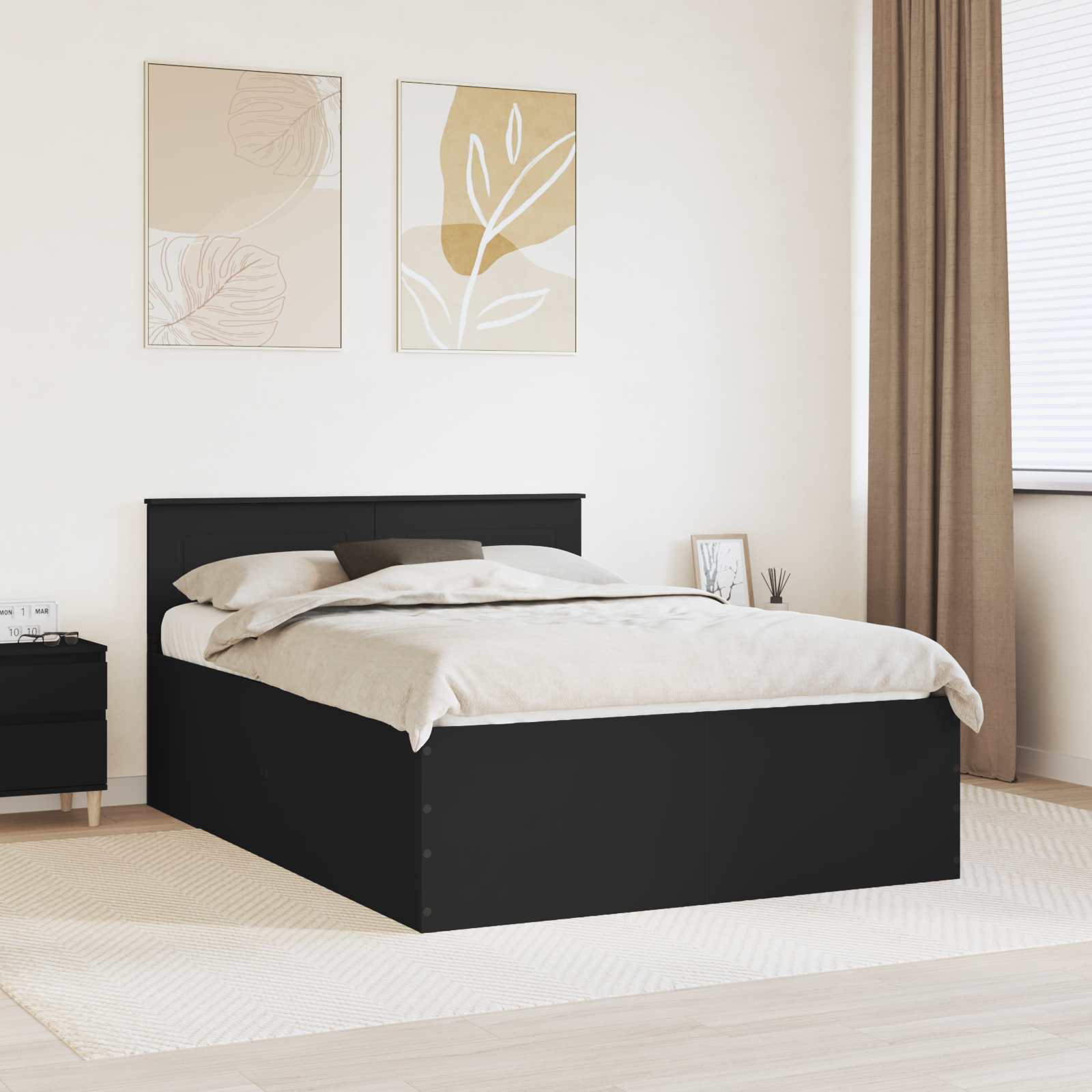 Krevetna konstrukcija Crna 160 x 200 cm Konstruirano drvo