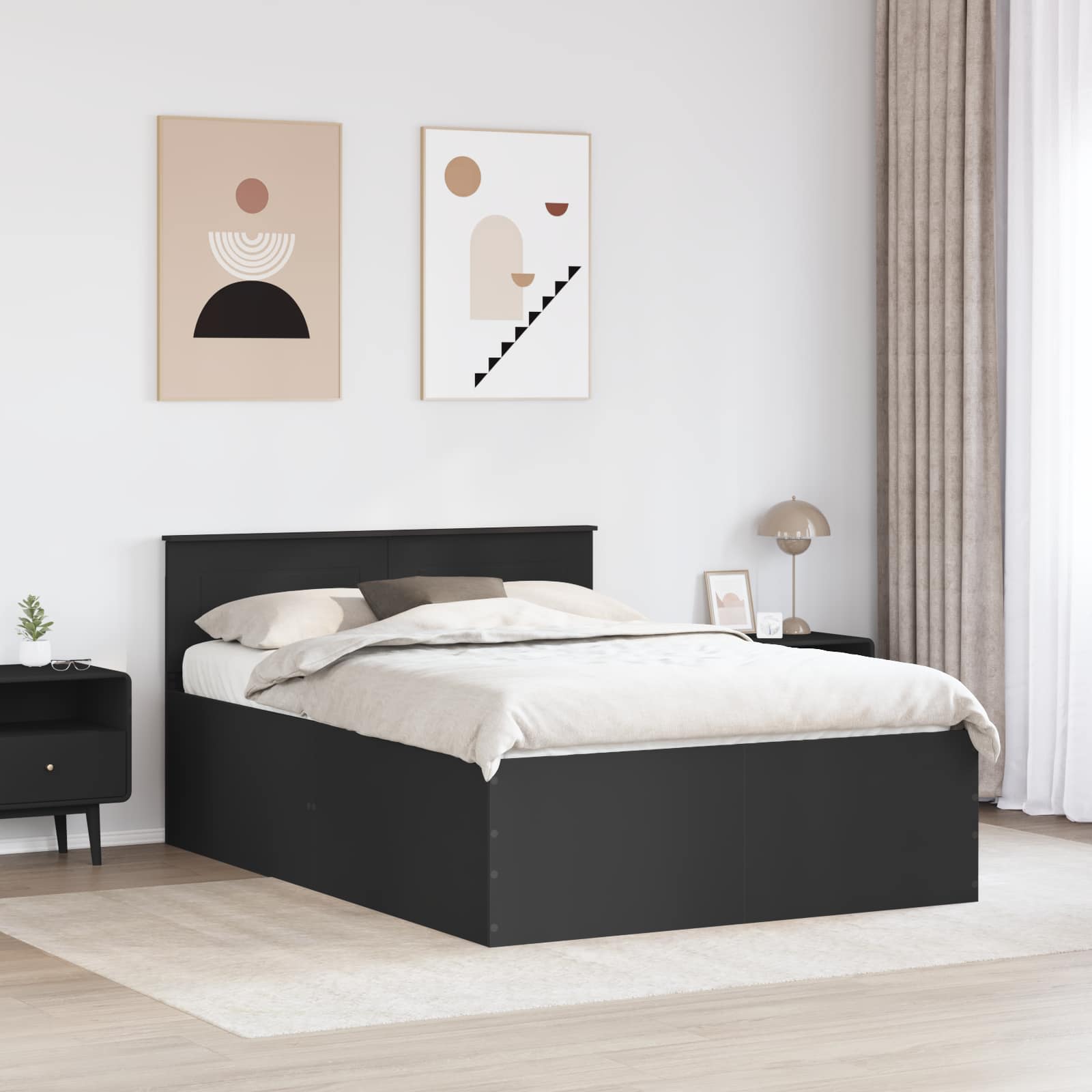 Krevetna konstrukcija Crna 140 x 190 cm Konstruirano drvo