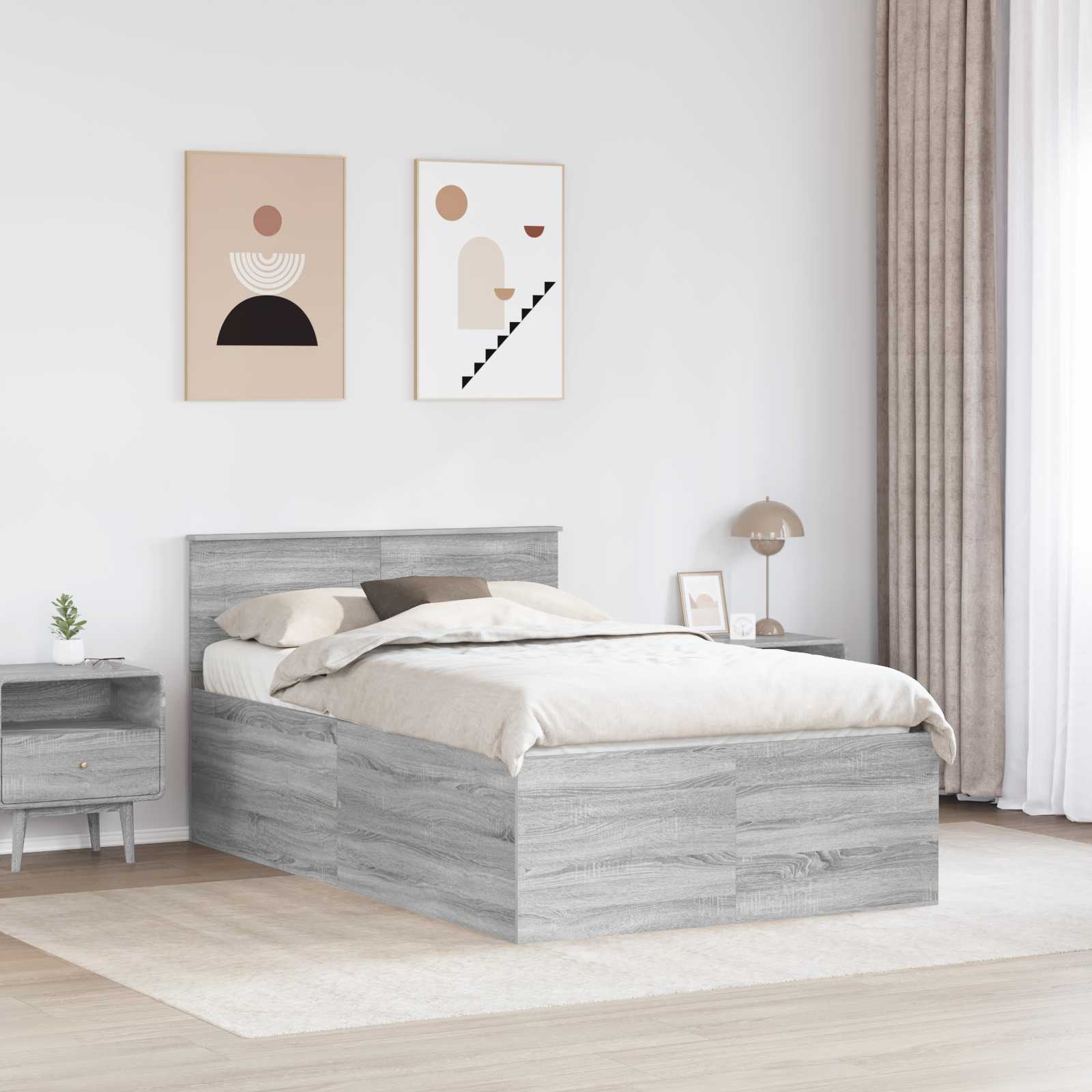Krevetna konstrukcija s uzglavljem Siva Sonoma 120 x 200 cm