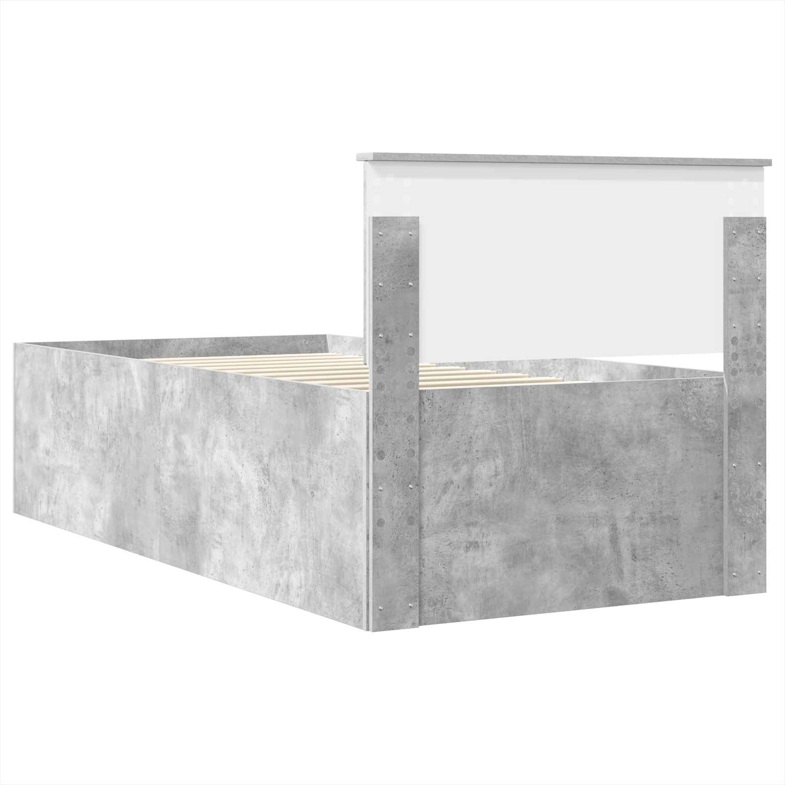 Krevetna konstrukcija s uzglavljem Betonski sivi 90 x 190 cm