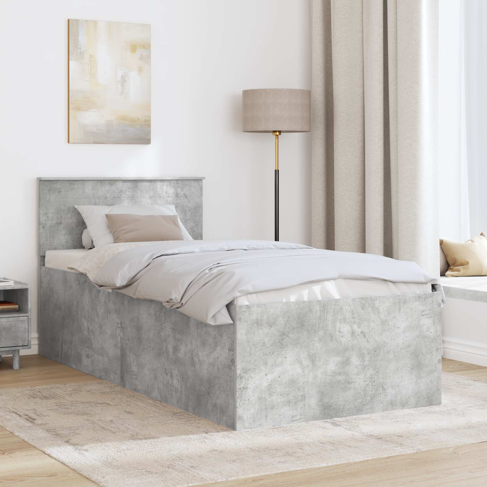 Krevetna konstrukcija s uzglavljem Betonski sivi 75 x 190 cm
