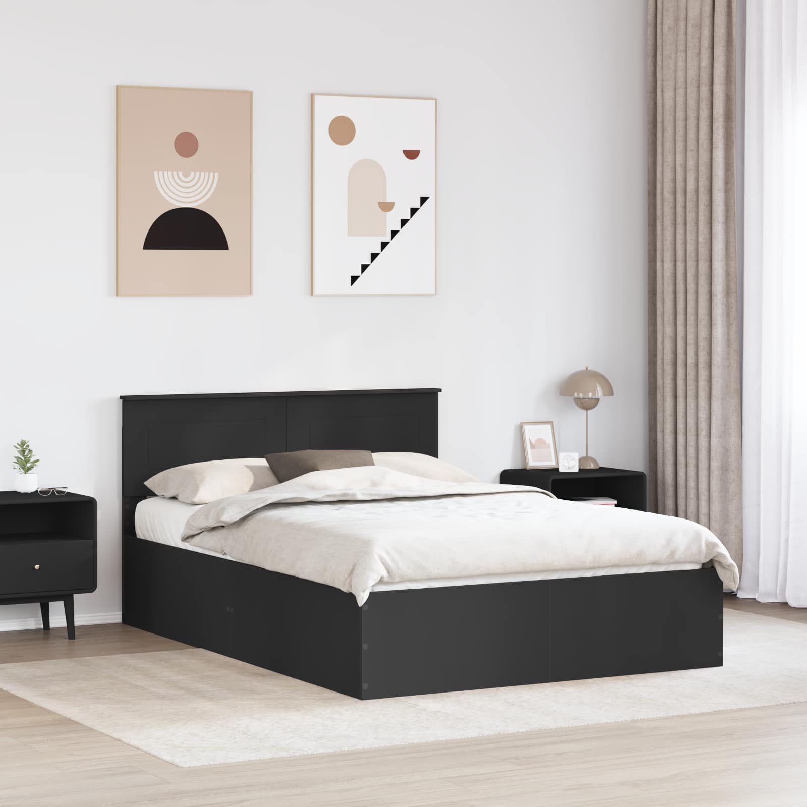 Krevetna konstrukcija Crna 150 x 200 cm Konstruirano drvo