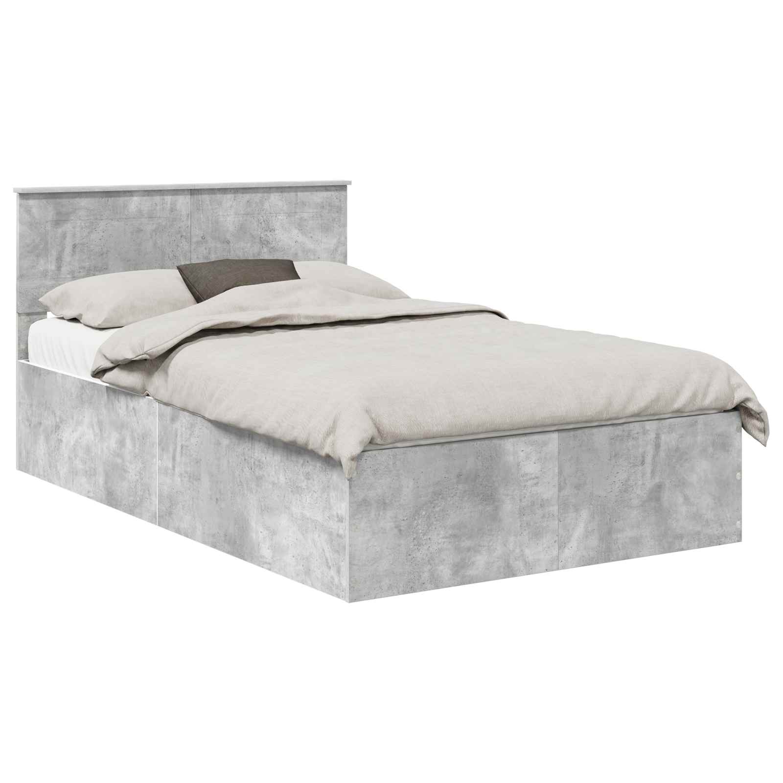 Krevetna konstrukcija s uzglavljem Betonski sivi 135 x 190 cm