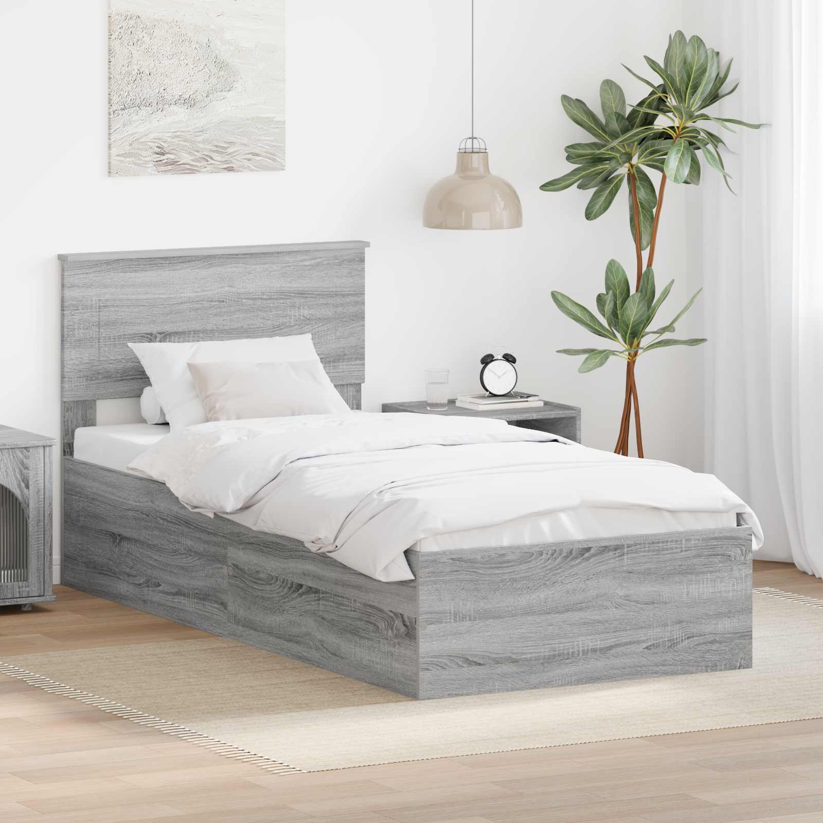 Krevetna konstrukcija Siva Sonoma 75 x 190 cm Konstruirano drvo