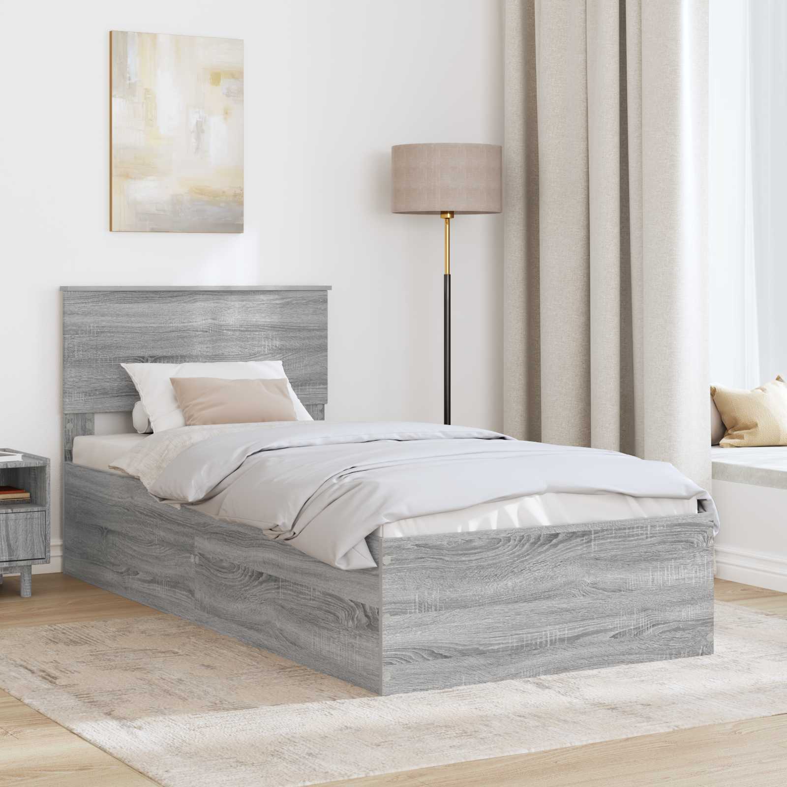 Krevetna konstrukcija Siva Sonoma 75 x 190 cm Konstruirano drvo
