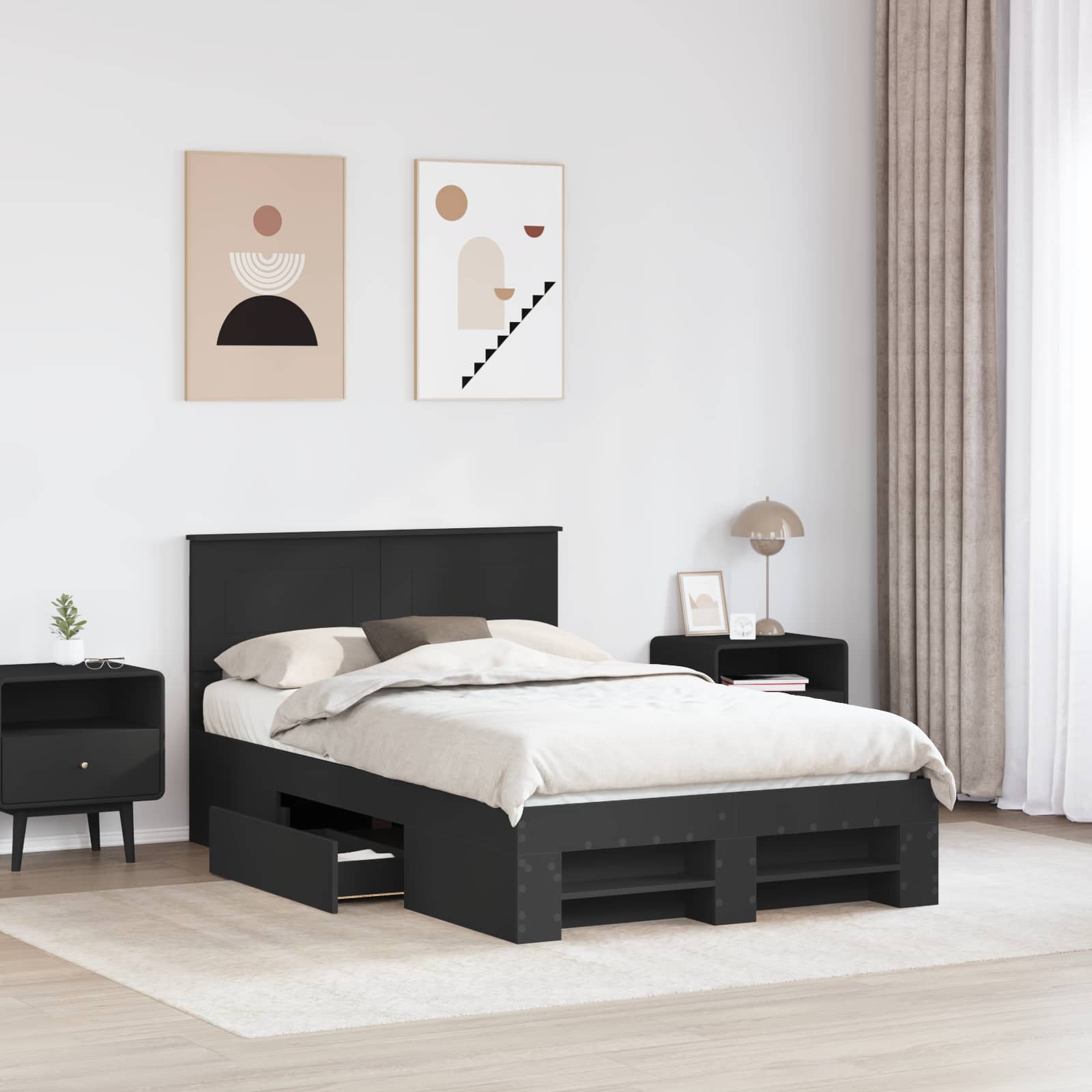 Krevetna konstrukcija Crna 120 x 200 cm Konstruirano drvo