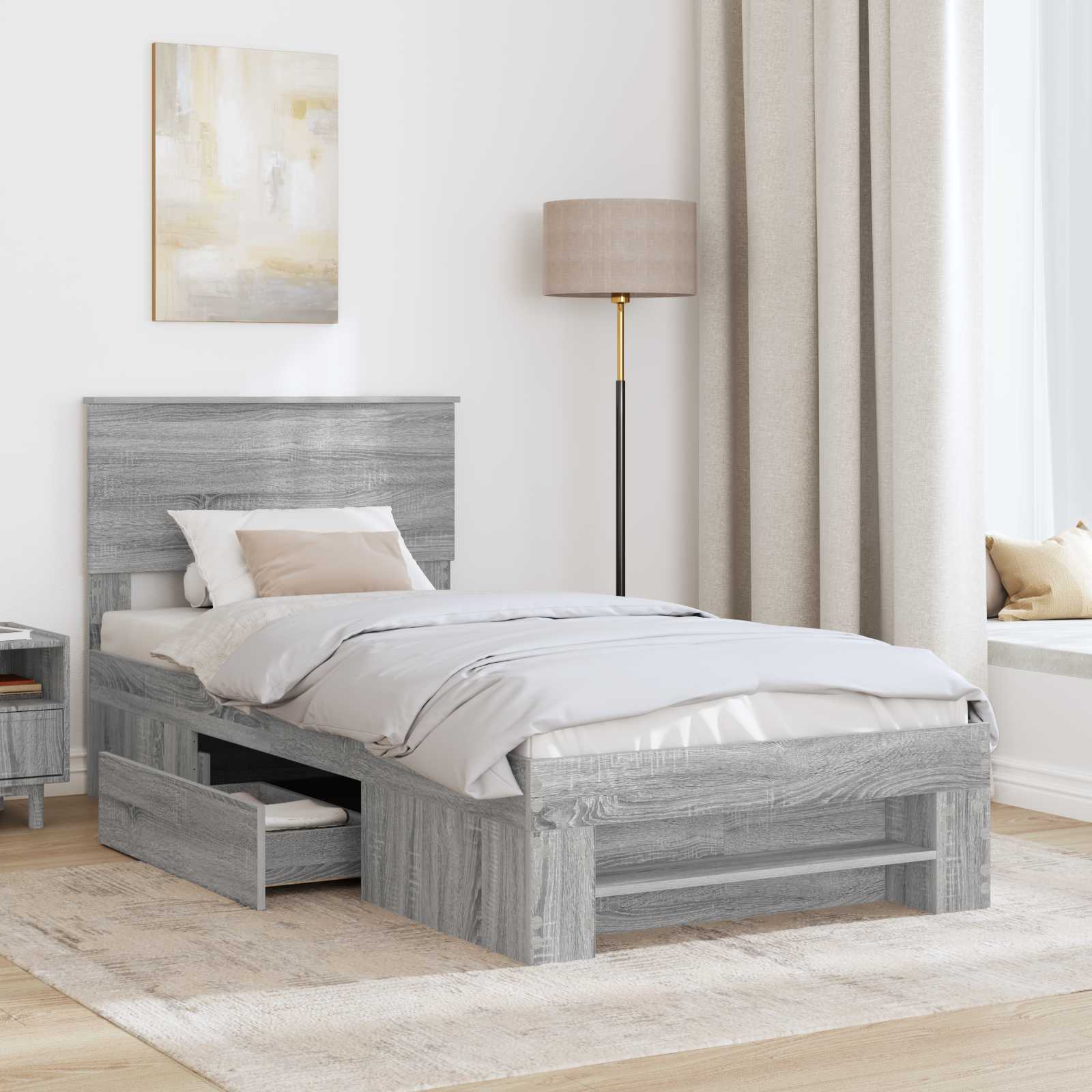 Krevetna konstrukcija Siva Sonoma 80 x 200 cm Konstruirano drvo