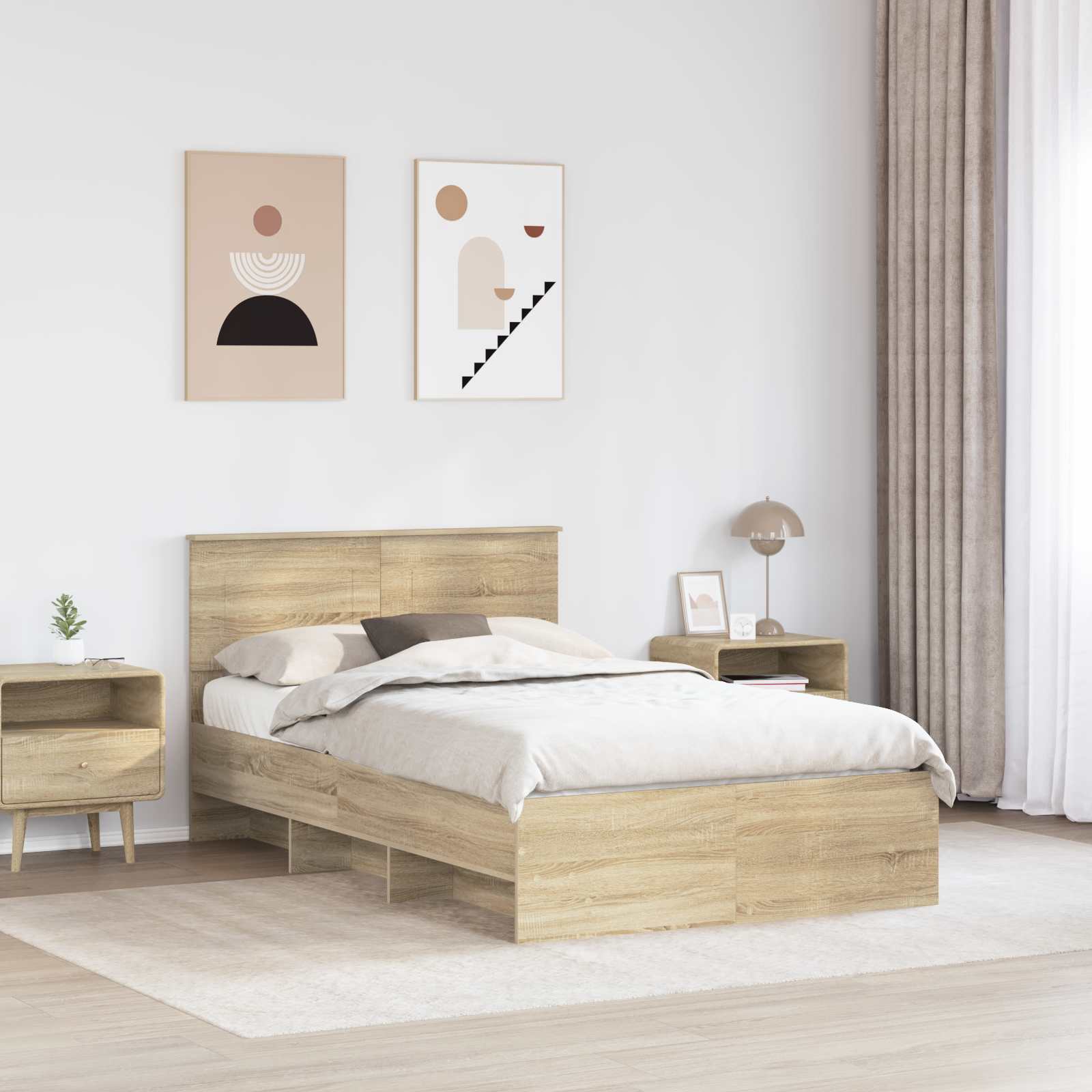 Krevetna konstrukcija Sonoma hrast 120 x 123 cm