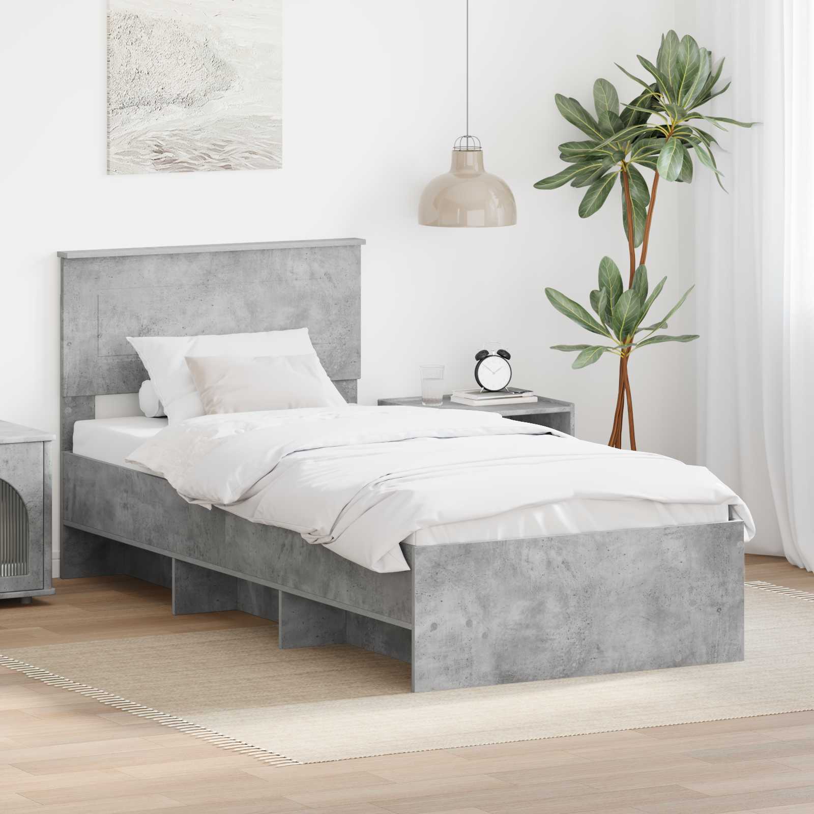 Krevetna konstrukcija s uzglavljem Betonski sivi 80 x 200 cm