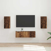 Set zidnog ormarića za TV 4 pcs Staro drvo Konstruirano drvo