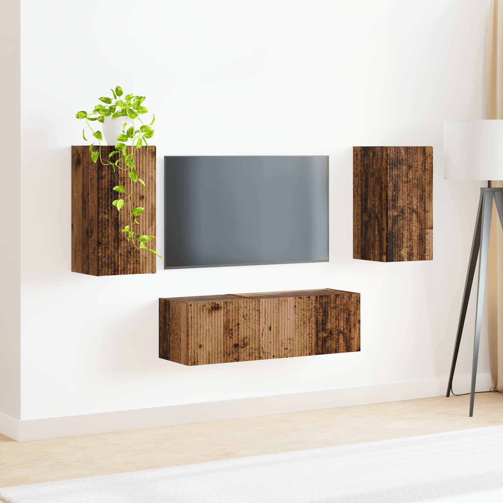 Set zidnog ormarića za TV 4 pcs Staro drvo Konstruirano drvo