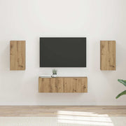 Set zidnog ormarića za TV Zidne 4 pcs Umjetnički hrast