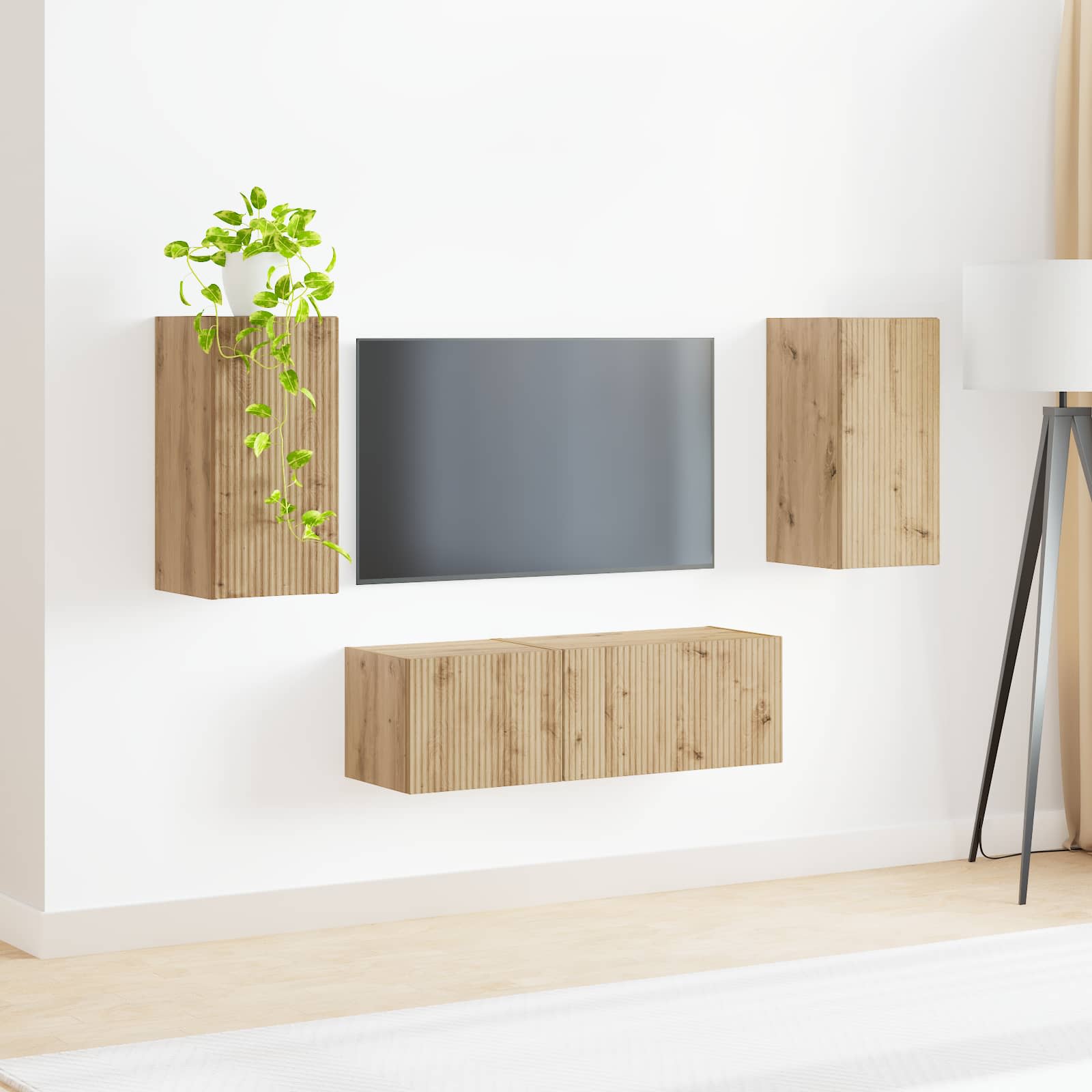 Set zidnog ormarića za TV Zidne 4 pcs Umjetnički hrast