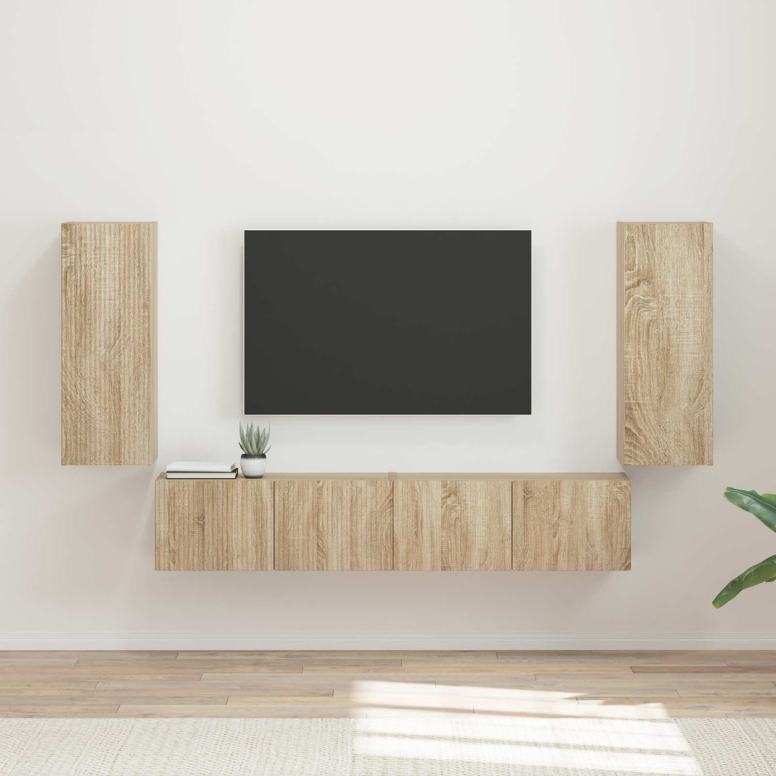 Set zidnog ormarića za TV 4 pcs Sonoma hrast Konstruirano drvo