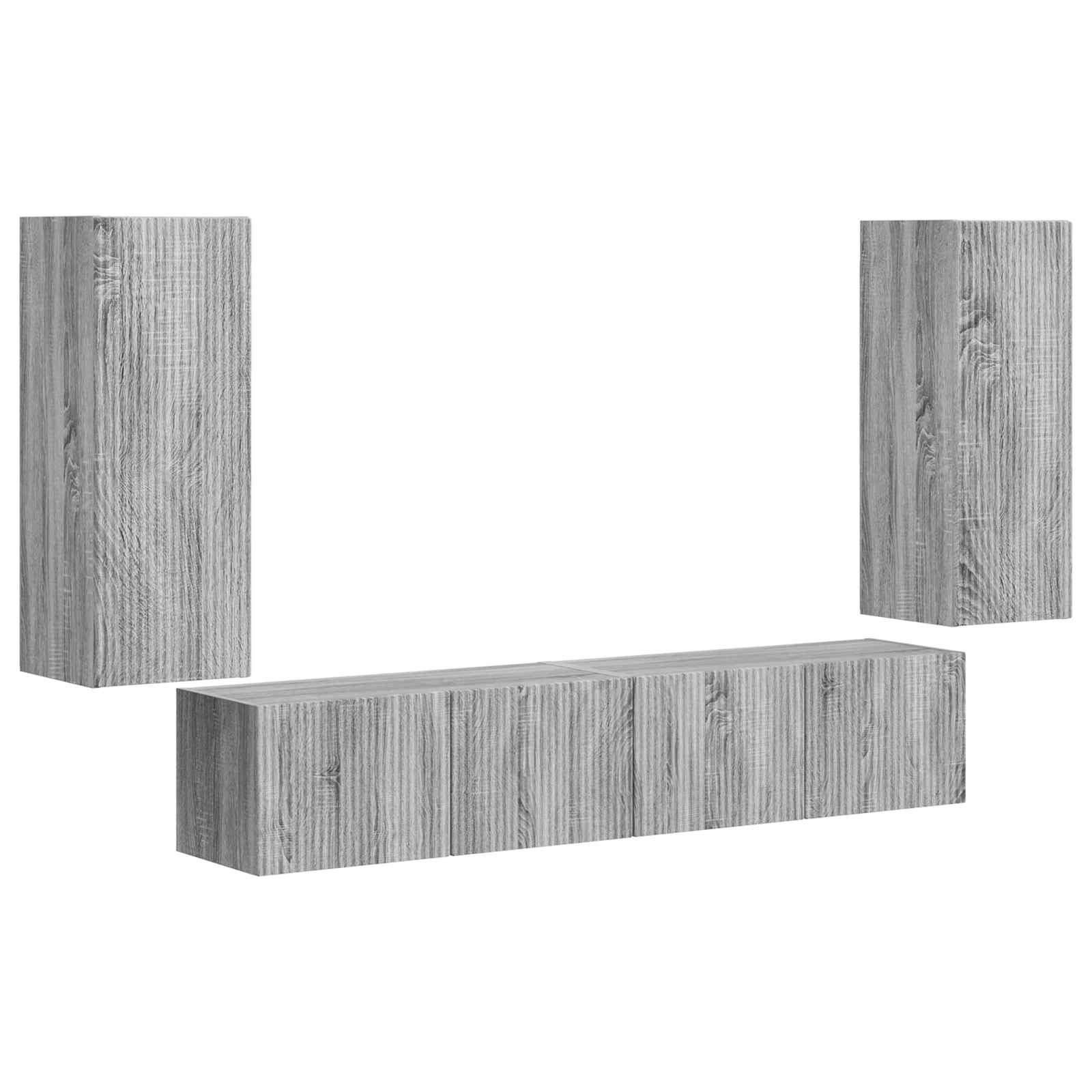 Set zidnog ormarića za TV 4 pcs Siva Sonoma Konstruirano drvo