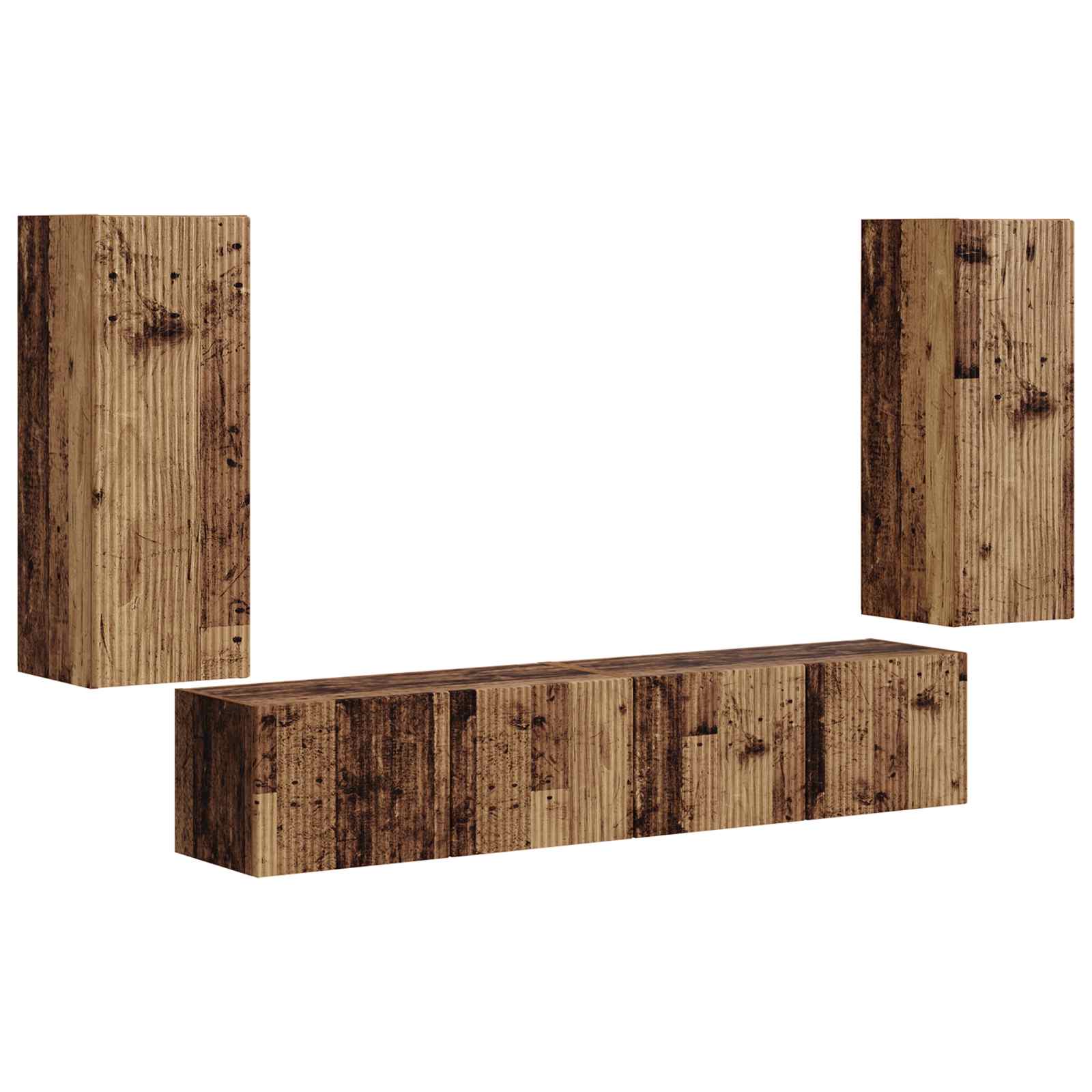 Set zidnog ormarića za TV 4 pcs Staro drvo Konstruirano drvo
