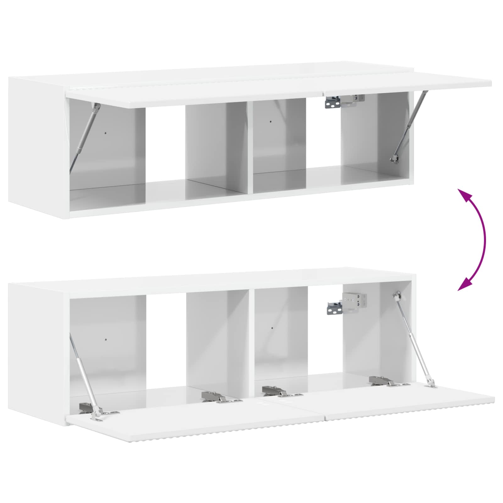 Set zidnog ormarića za TV Zidne 4 pcs Visoki sjaj bijela