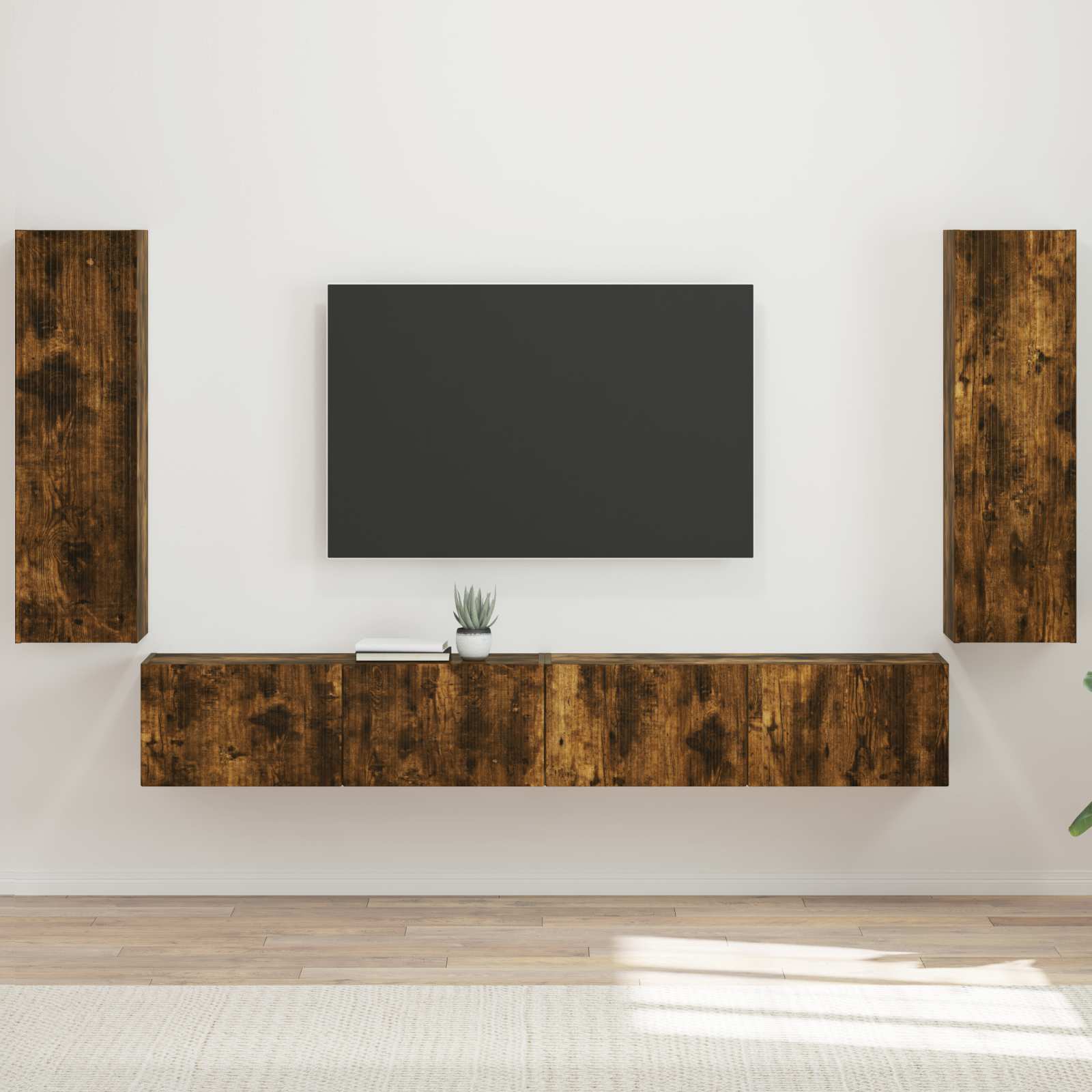 Set zidnog ormarića za TV Zidne 4 pcs Dimljeni hrast