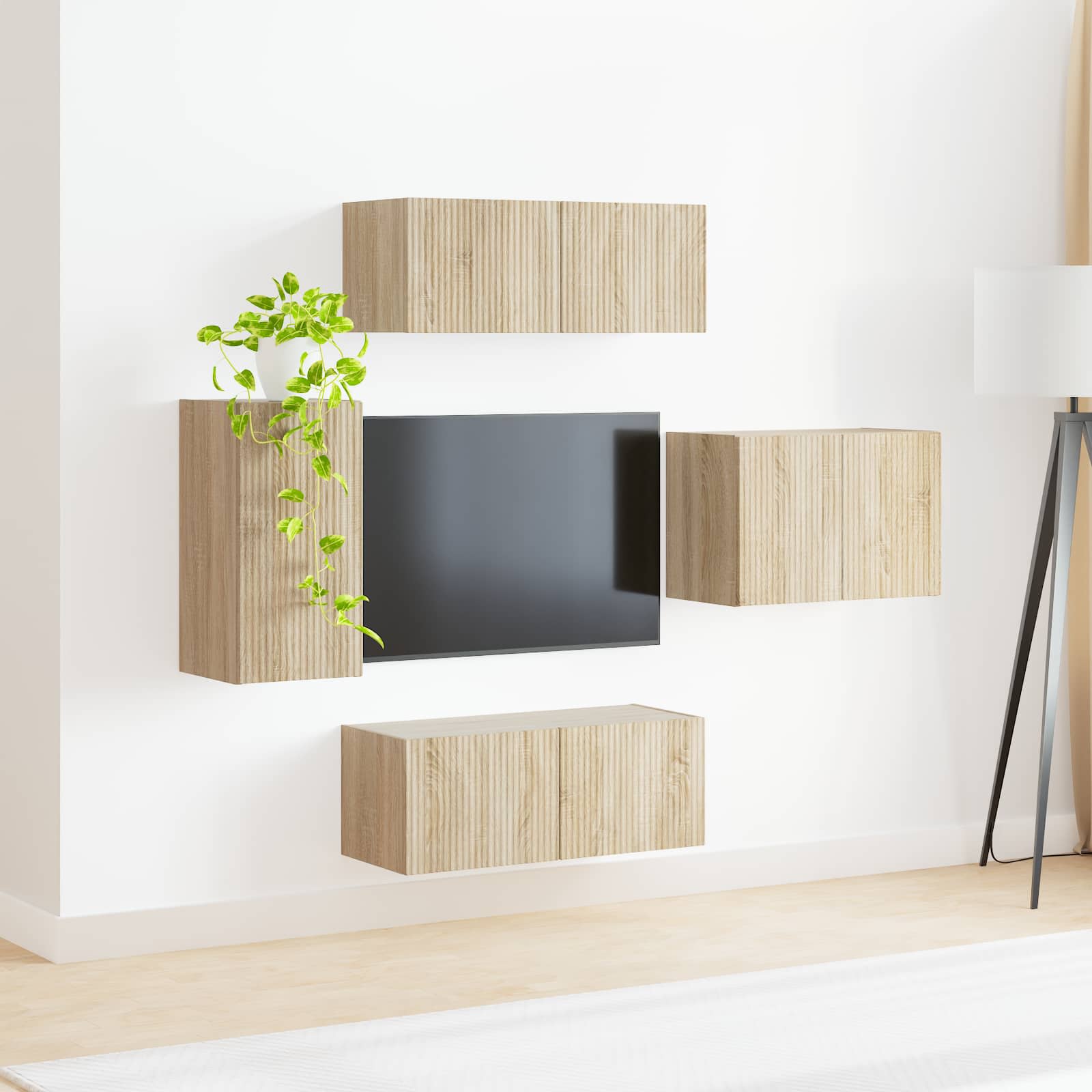 Set zidnog ormarića za TV 4 pcs Sonoma hrast Konstruirano drvo
