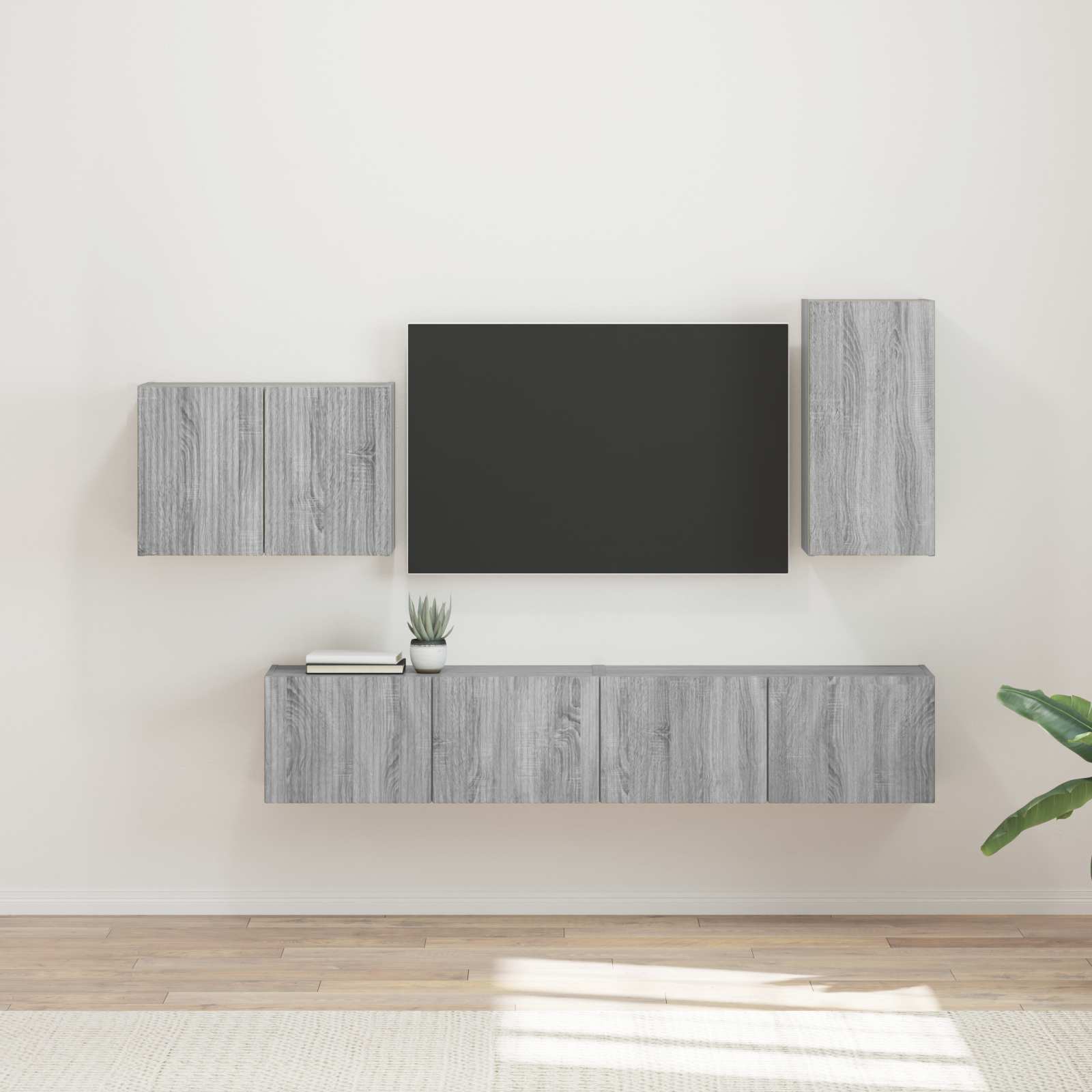 Set zidnog ormarića za TV 4 pcs Siva Sonoma Konstruirano drvo