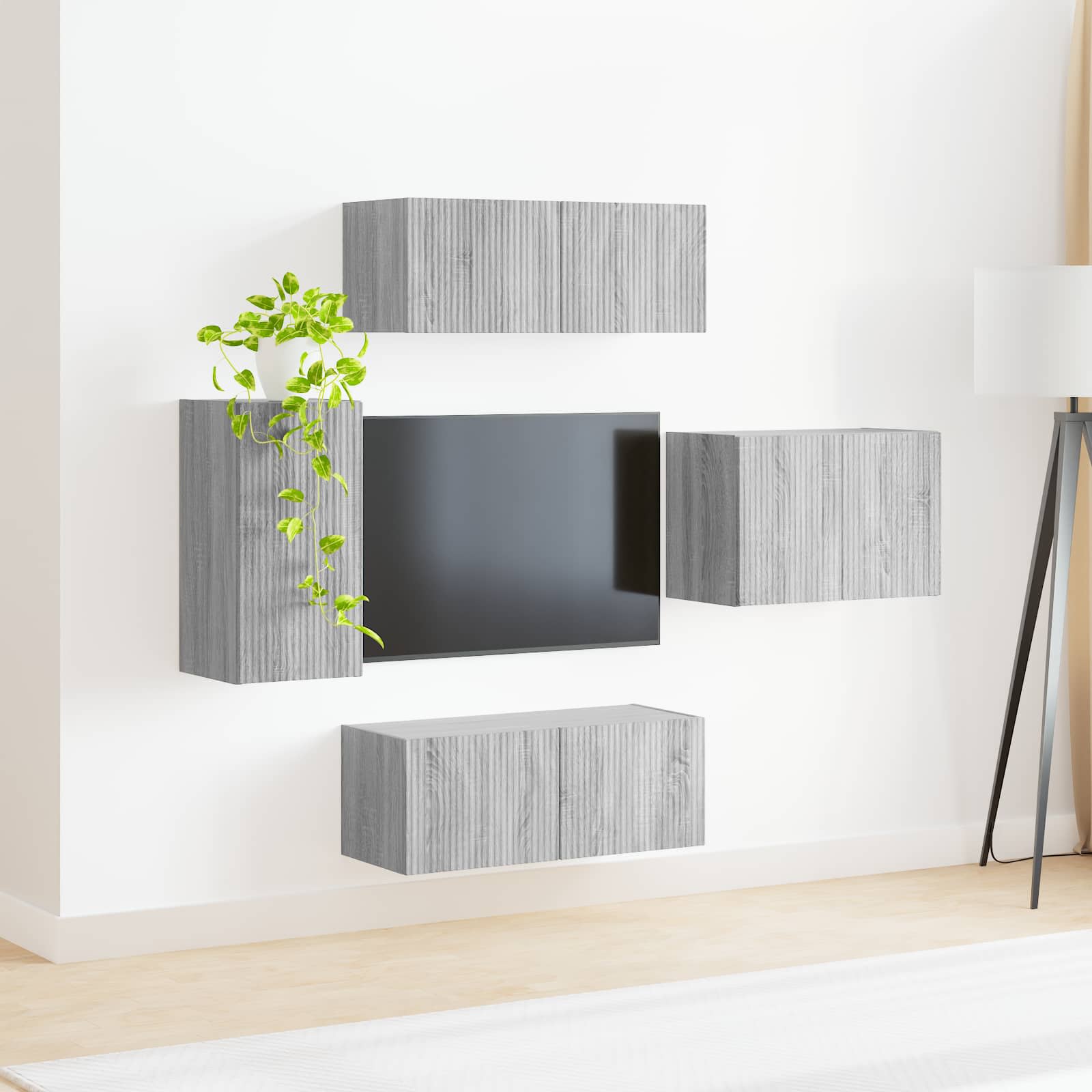 Set zidnog ormarića za TV 4 pcs Siva Sonoma Konstruirano drvo