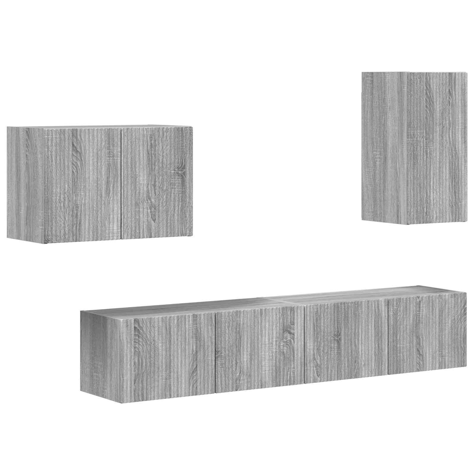 Set zidnog ormarića za TV 4 pcs Siva Sonoma Konstruirano drvo