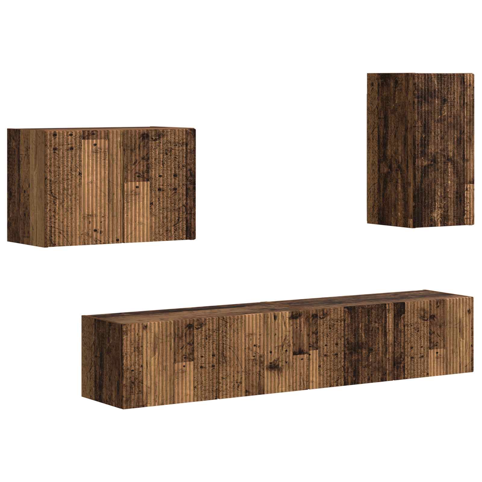 Set zidnog ormarića za TV 4 pcs Staro drvo Konstruirano drvo