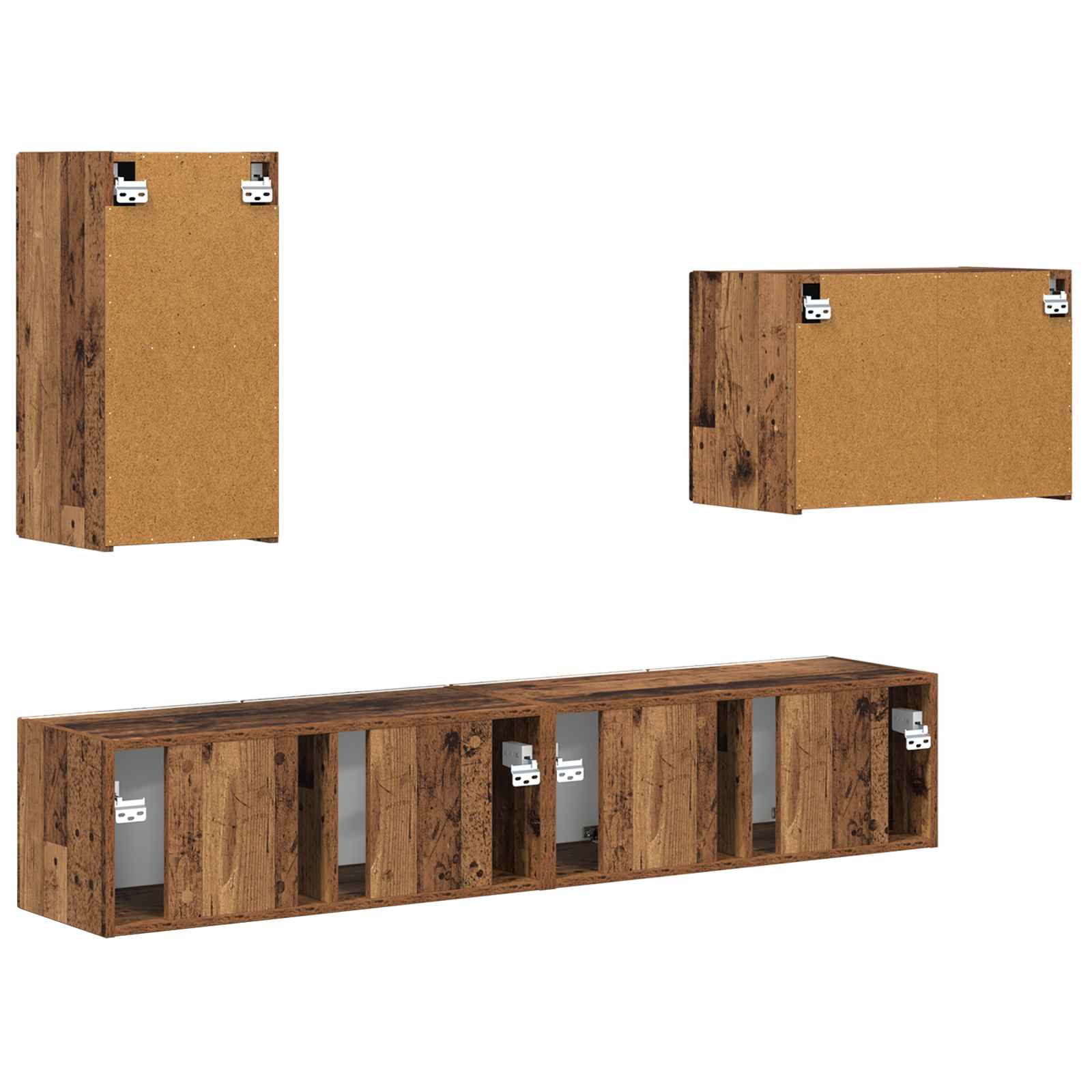Set zidnog ormarića za TV 4 pcs Staro drvo Konstruirano drvo