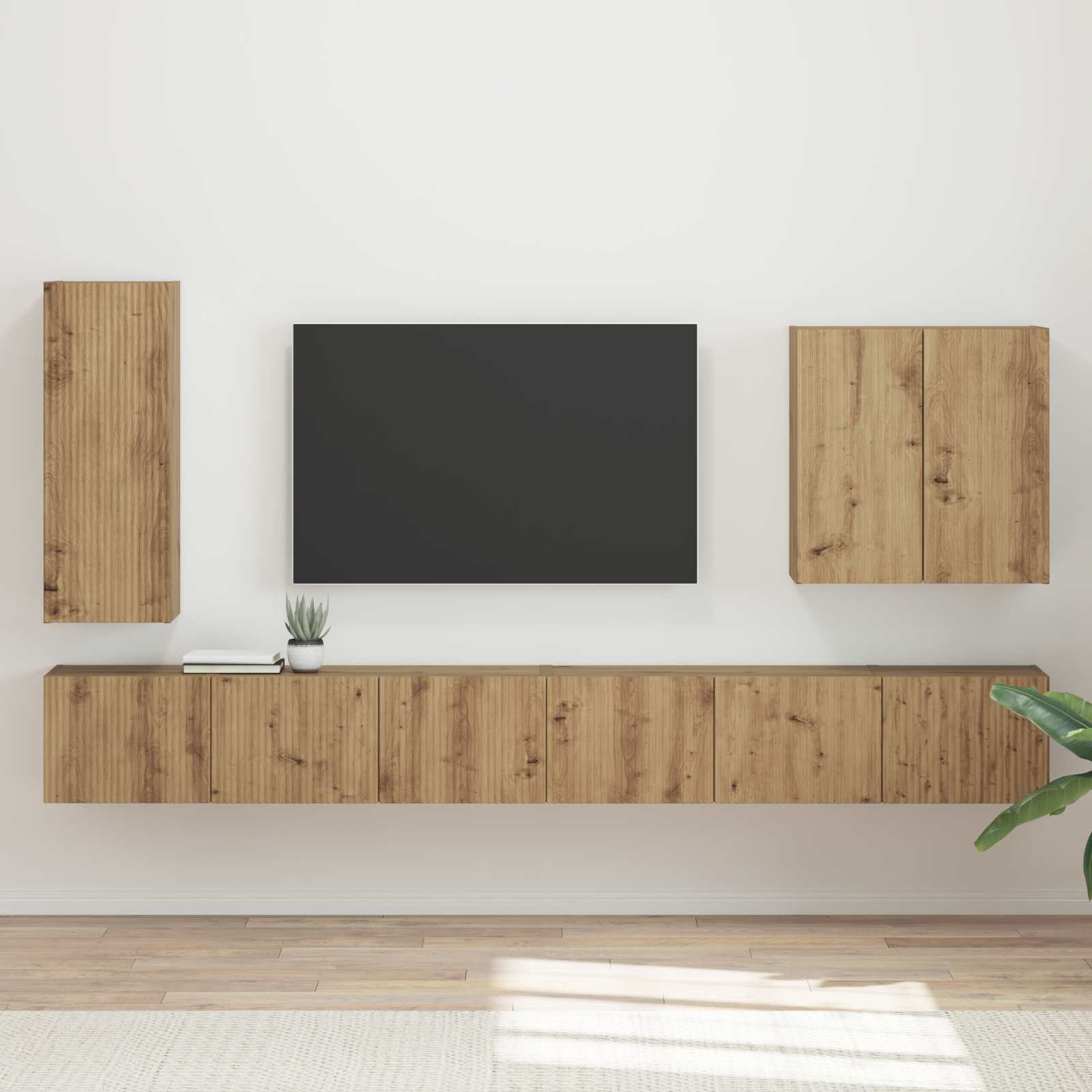 Set zidnog ormarića za TV Zidne 6 pcs Umjetnički hrast