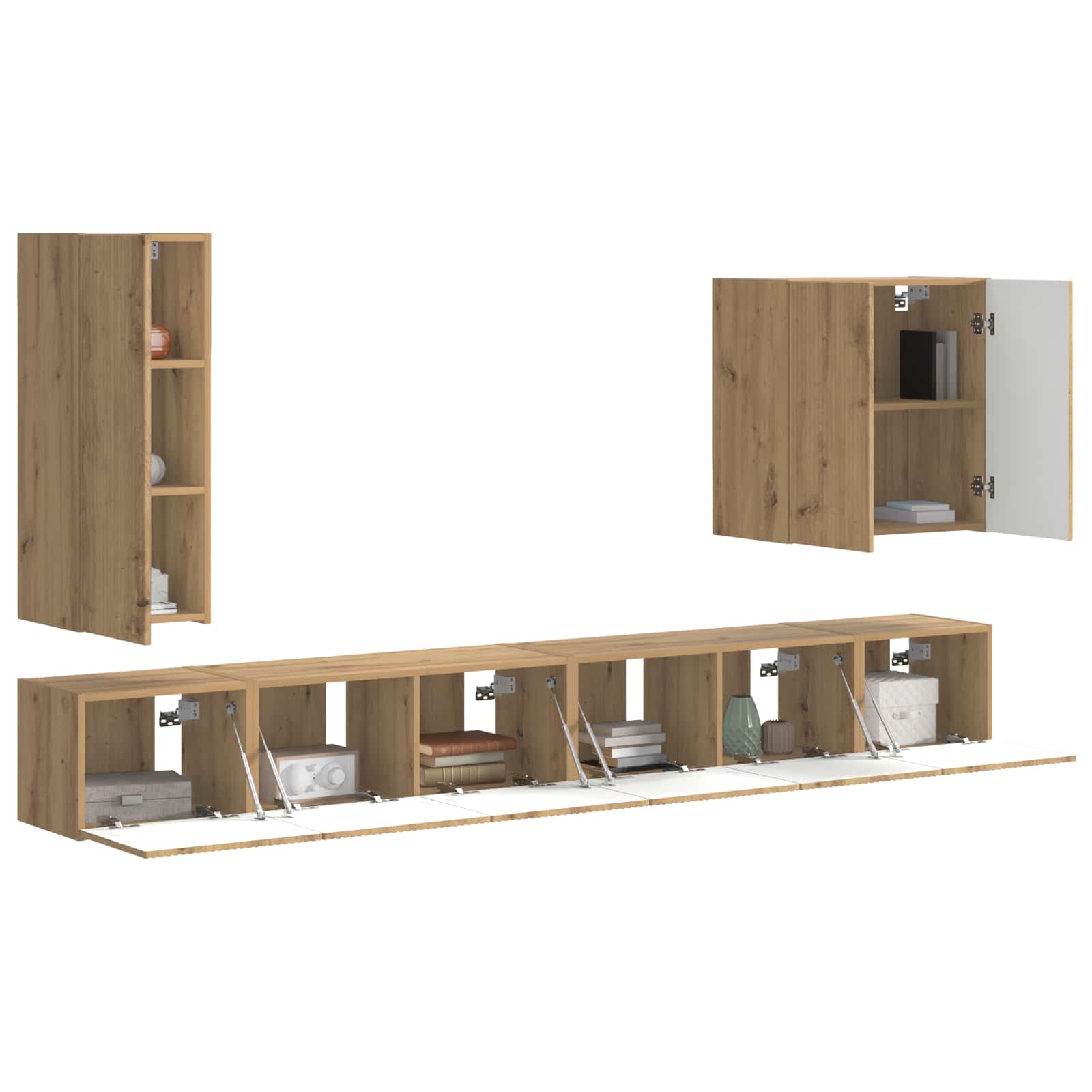 Set zidnog ormarića za TV Zidne 6 pcs Umjetnički hrast