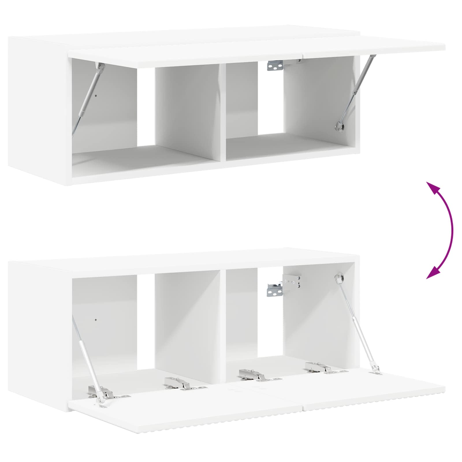 Set TV komoda Zidne 2 pcs Bijelo Konstruirano drvo