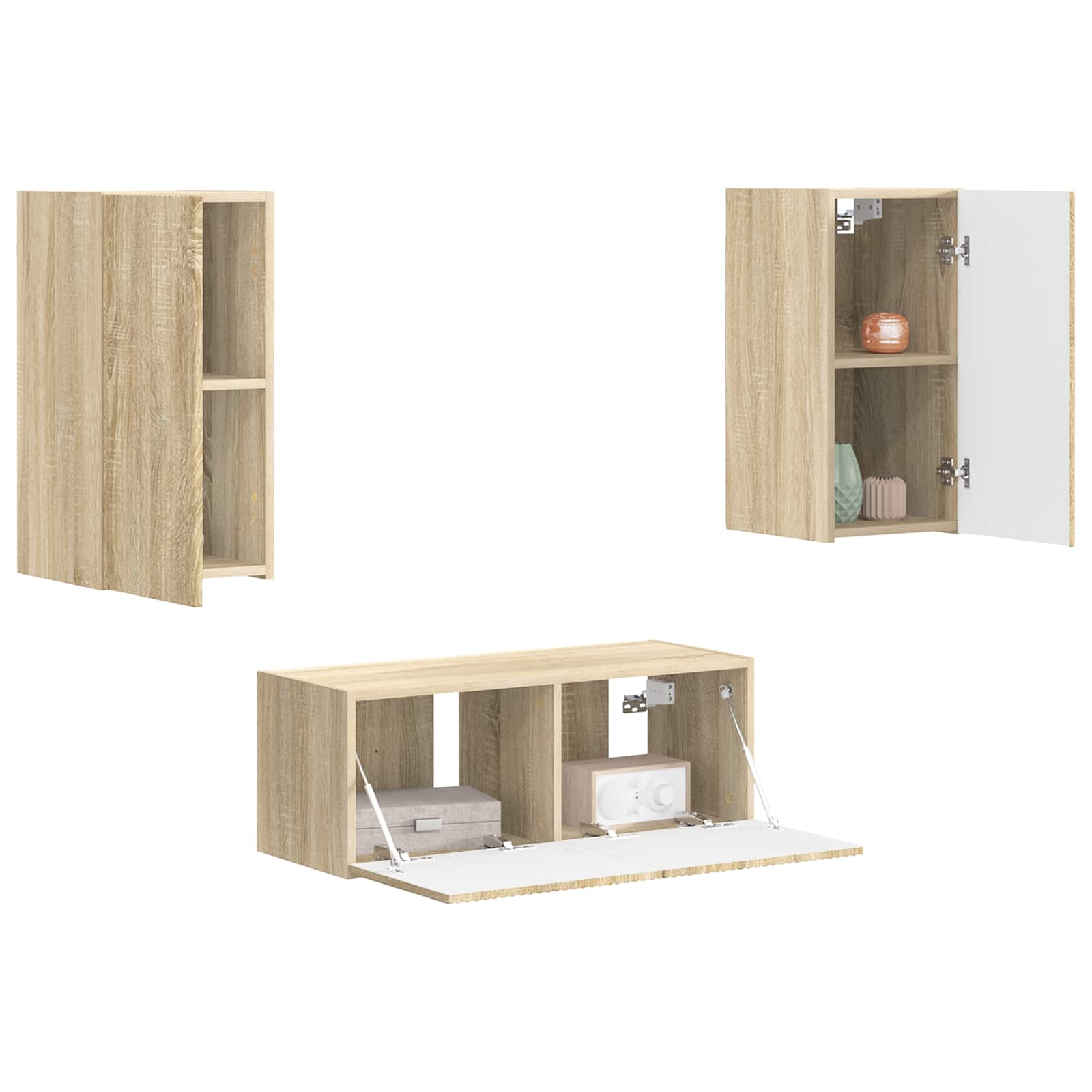 Set TV komoda Zidne 2 pcs Sonoma hrast Konstruirano drvo