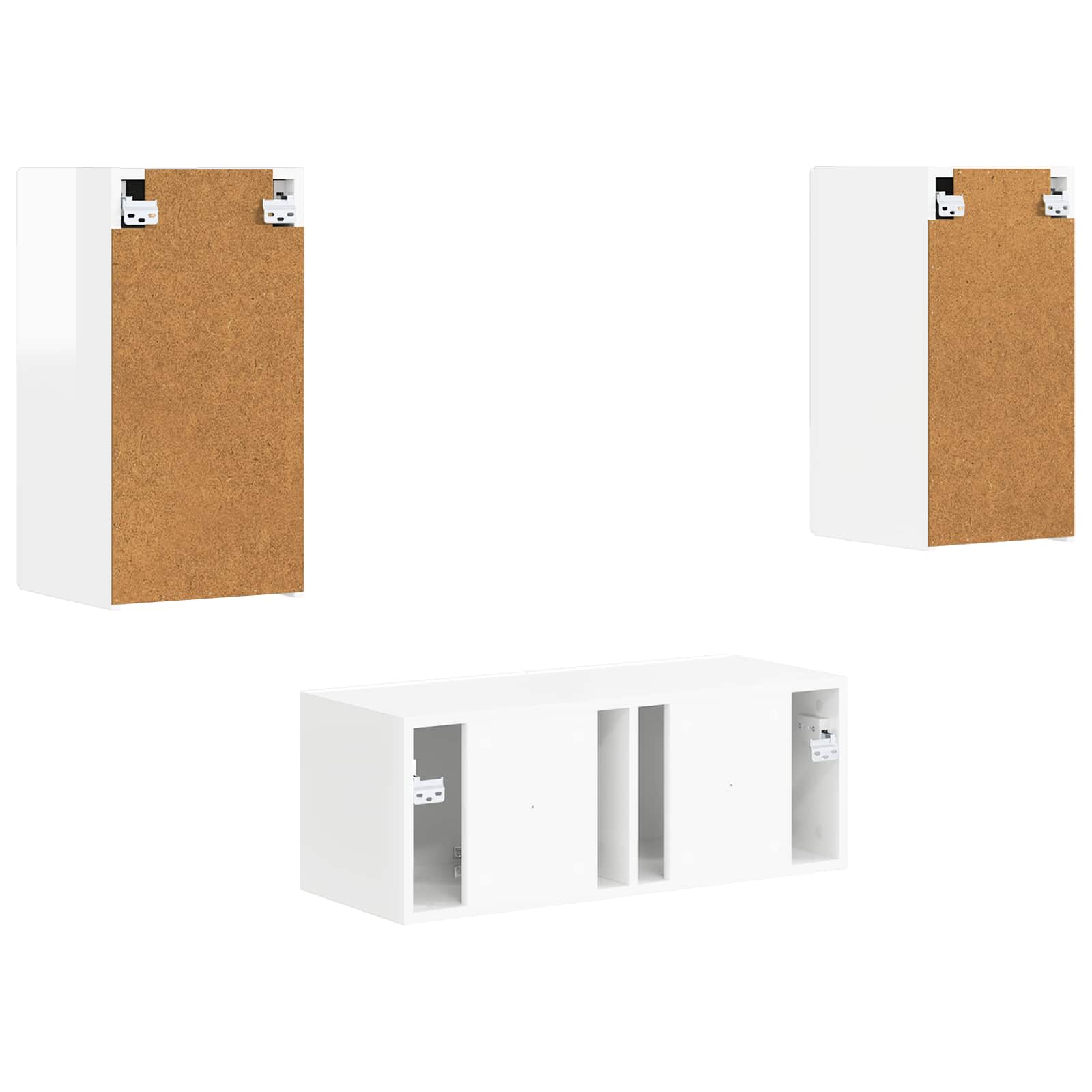 Set TV komoda Zidne 2 pcs Visoki sjaj bijela Konstruirano drvo